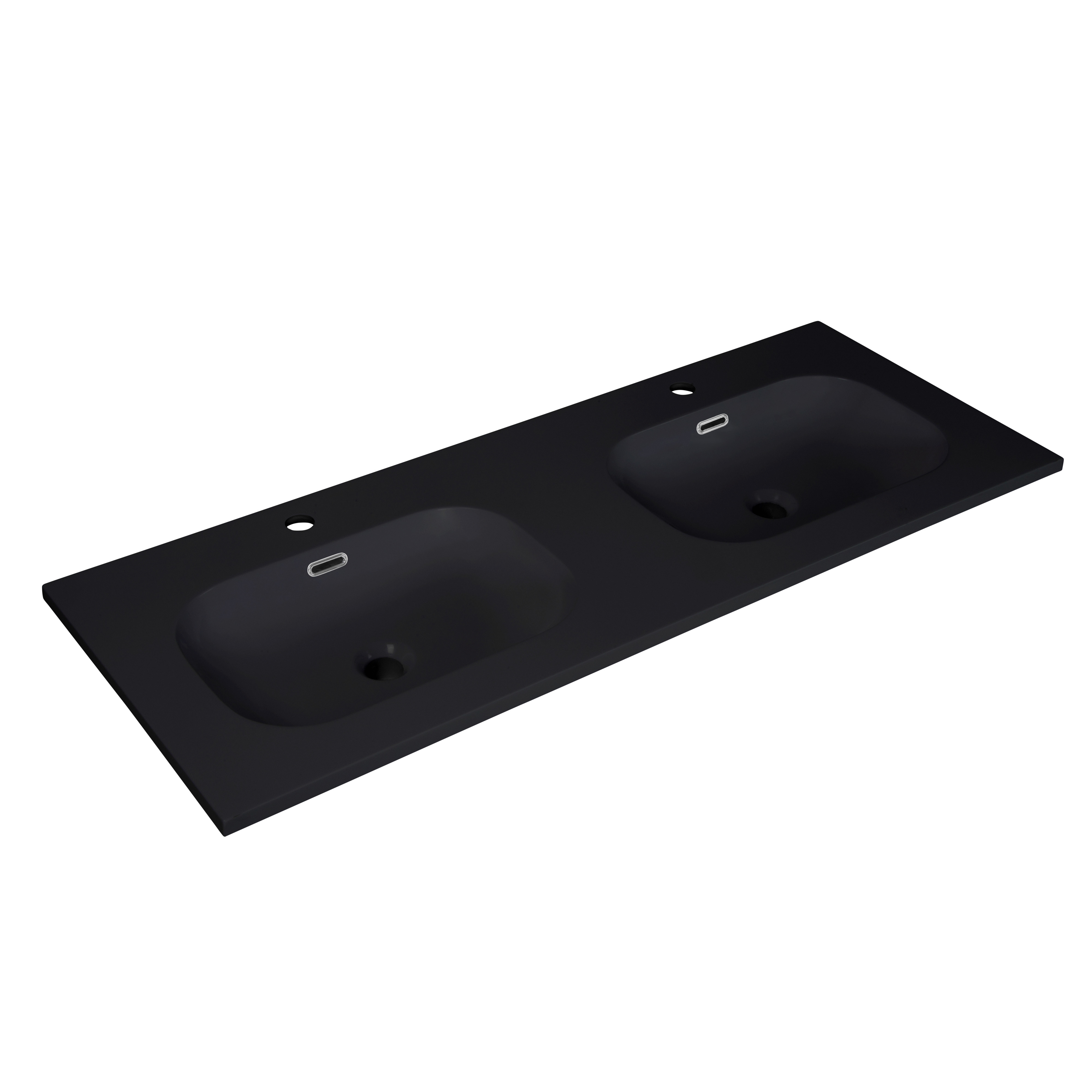 Plan double vasque noire résine de synthèse 140 cm ENIO