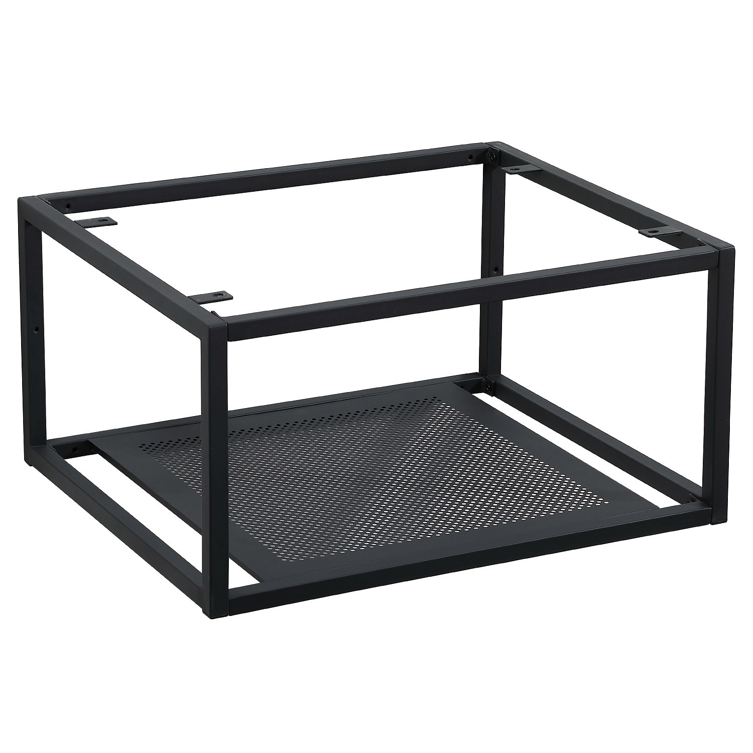Meuble de salle de bain bois et métal avec vasque noire et miroir WILL