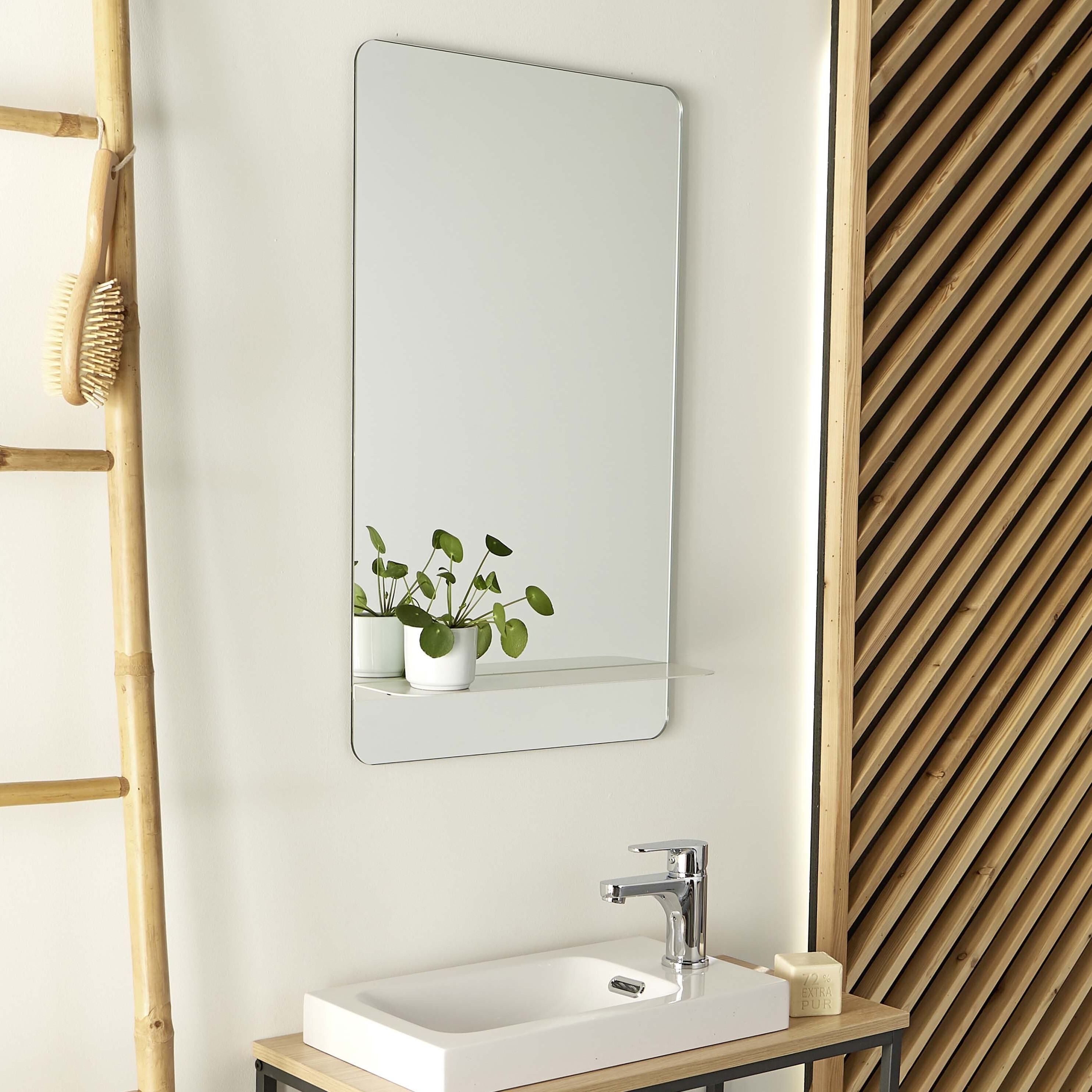 Miroir de salle de bain tablette blanche L40 cm SIMONA