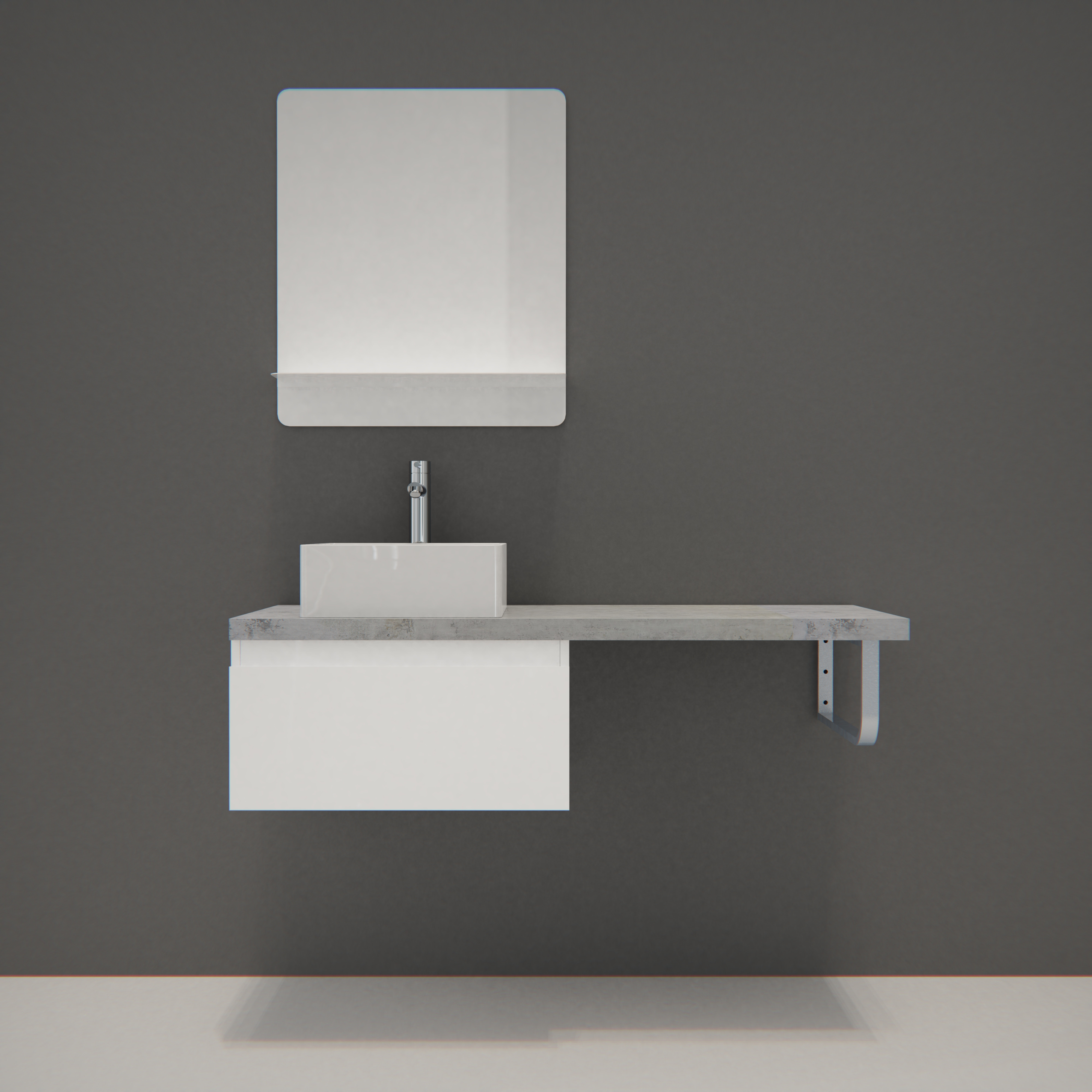 Meuble de salle de bain suspendu avec vasque et miroir WILL