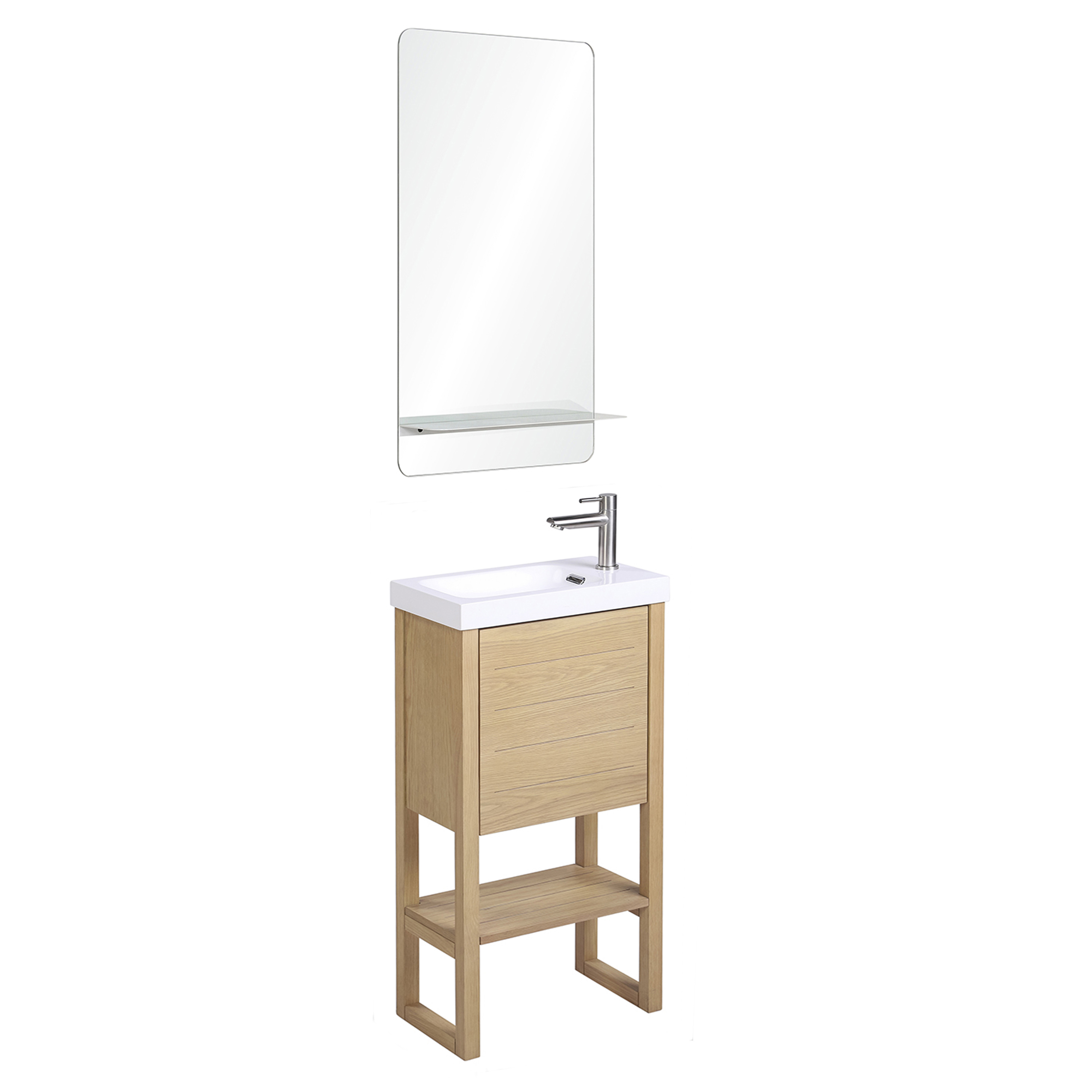 Meuble lave-mains vasque blanche ATOLL avec miroir