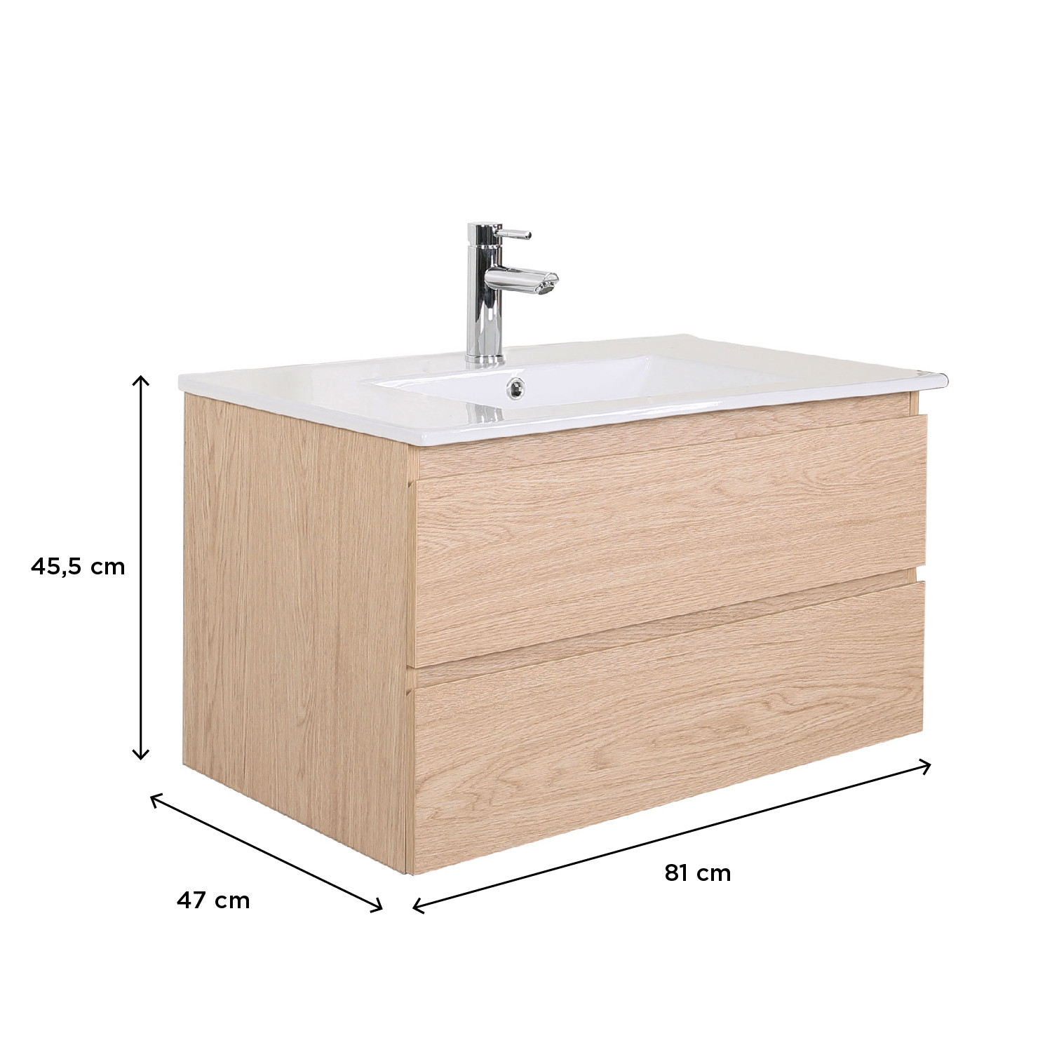 Ensemble meubles de salle de bain 5 pièces SORRENTO 80cm décor chêne