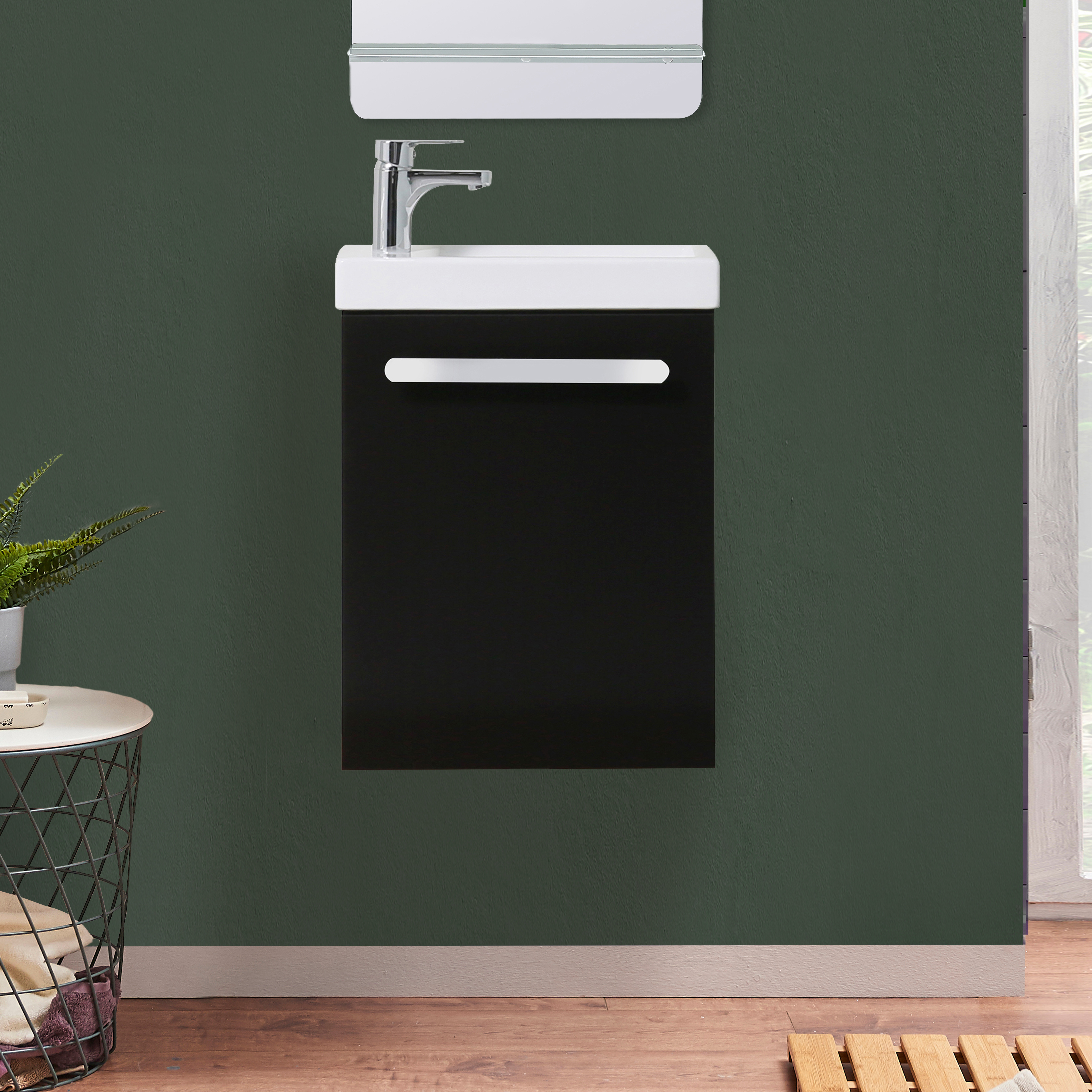 Meuble lave-mains noir carbone NEVADA