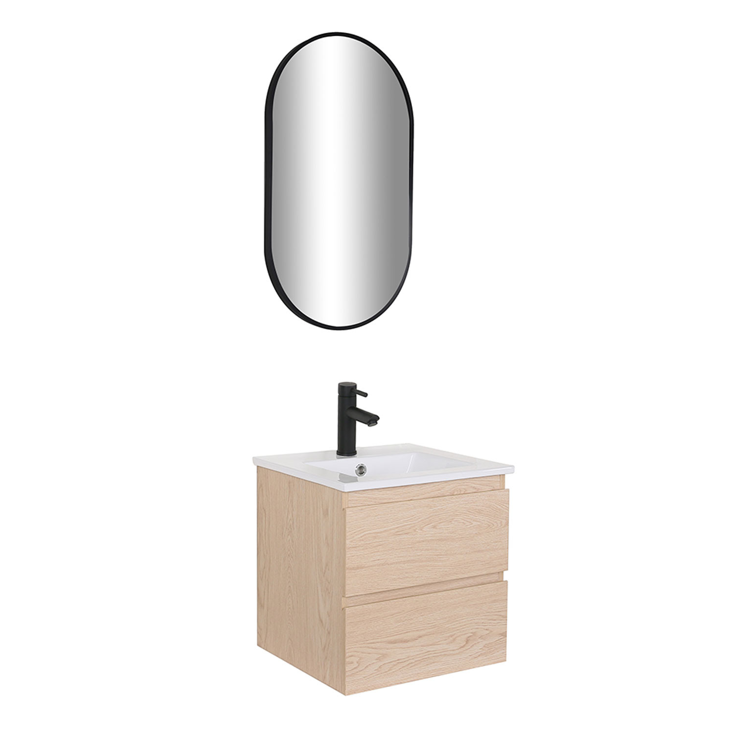 Ensemble meubles de salle de bain 3 pièces SORRENTO 45cm décor chêne