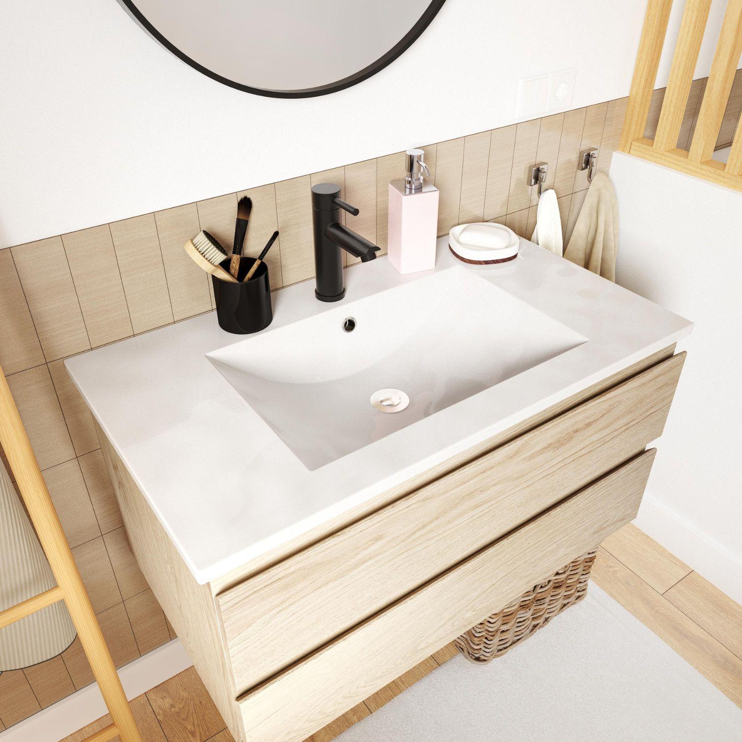 Ensemble meubles de salle de bain 4 pièces 80cm décor chêne SORRENTO