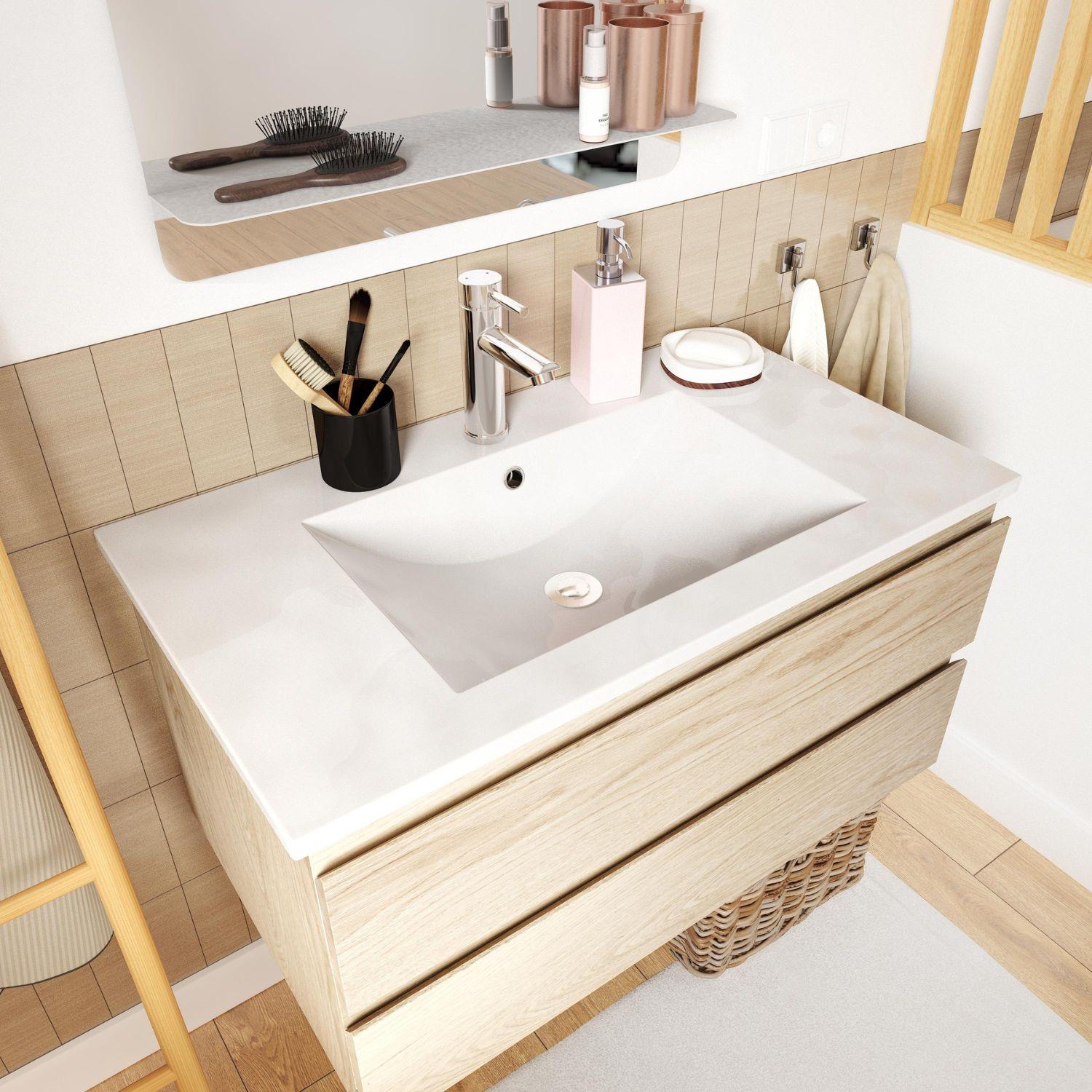 Ensemble meubles de salle de bain 4 pièces 80cm décor chêne  SORRENTO