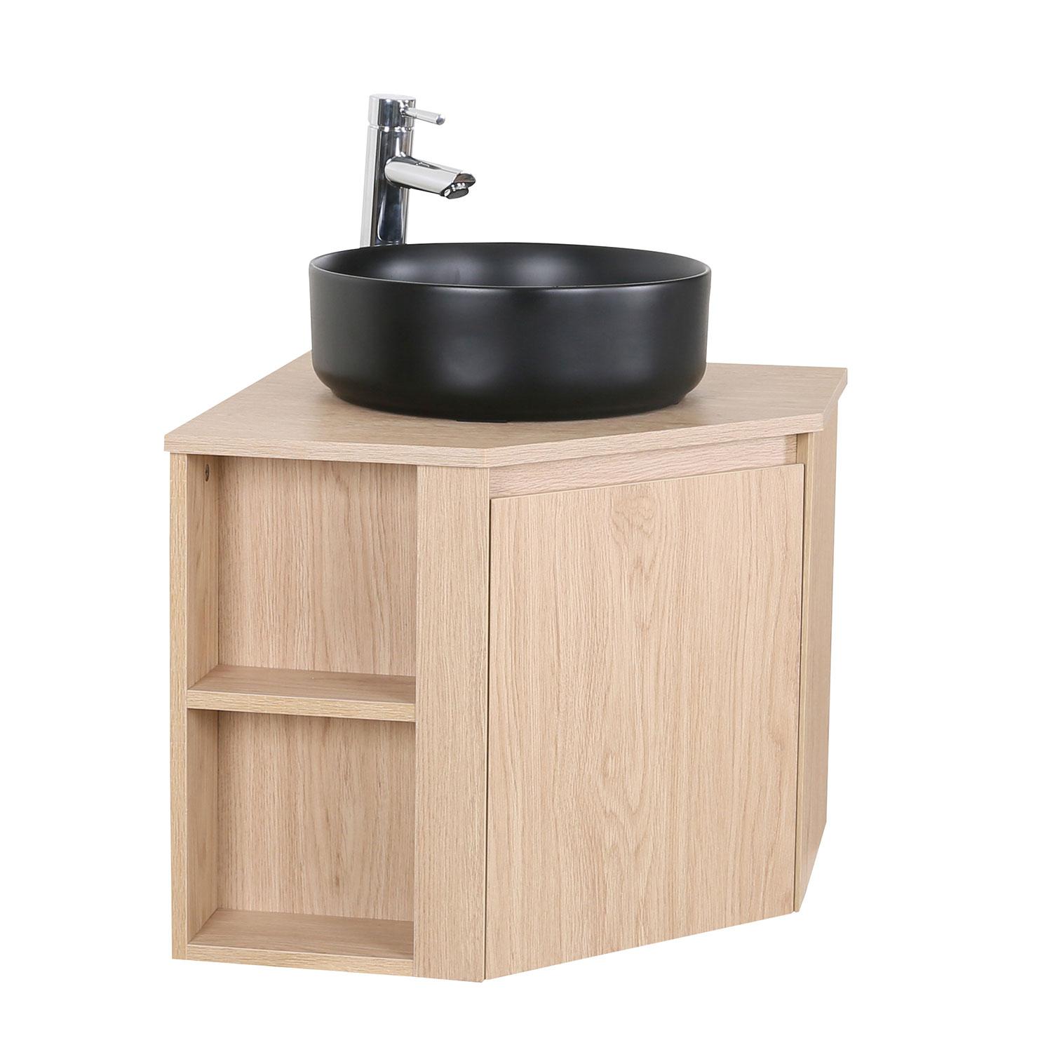 Ensemble meubles de salle de bain 2 pièces d'angle décor chêne SORRENTO