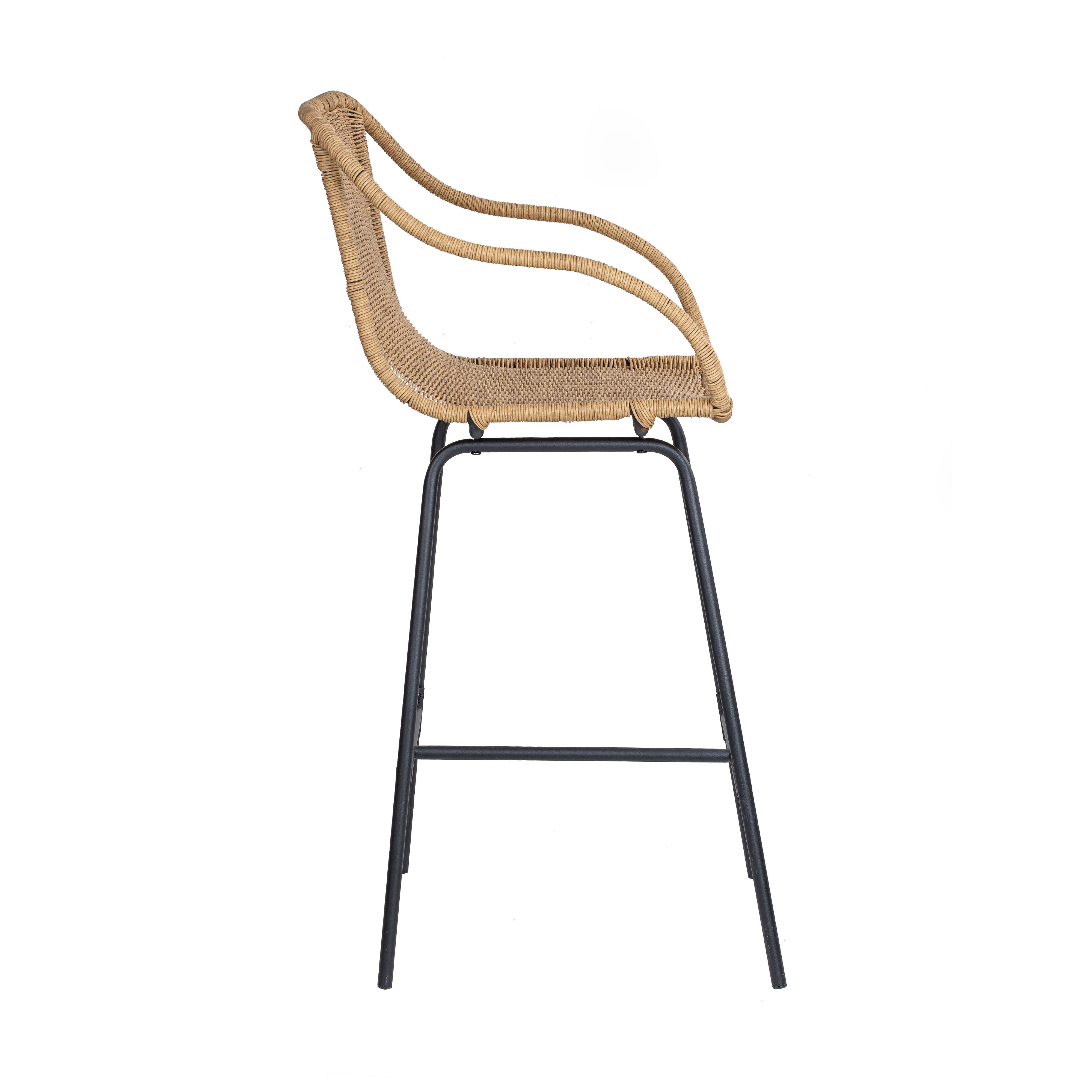 Lot de 2 tabourets d'îlot en rotin et pieds métal 65 cm MOOREA