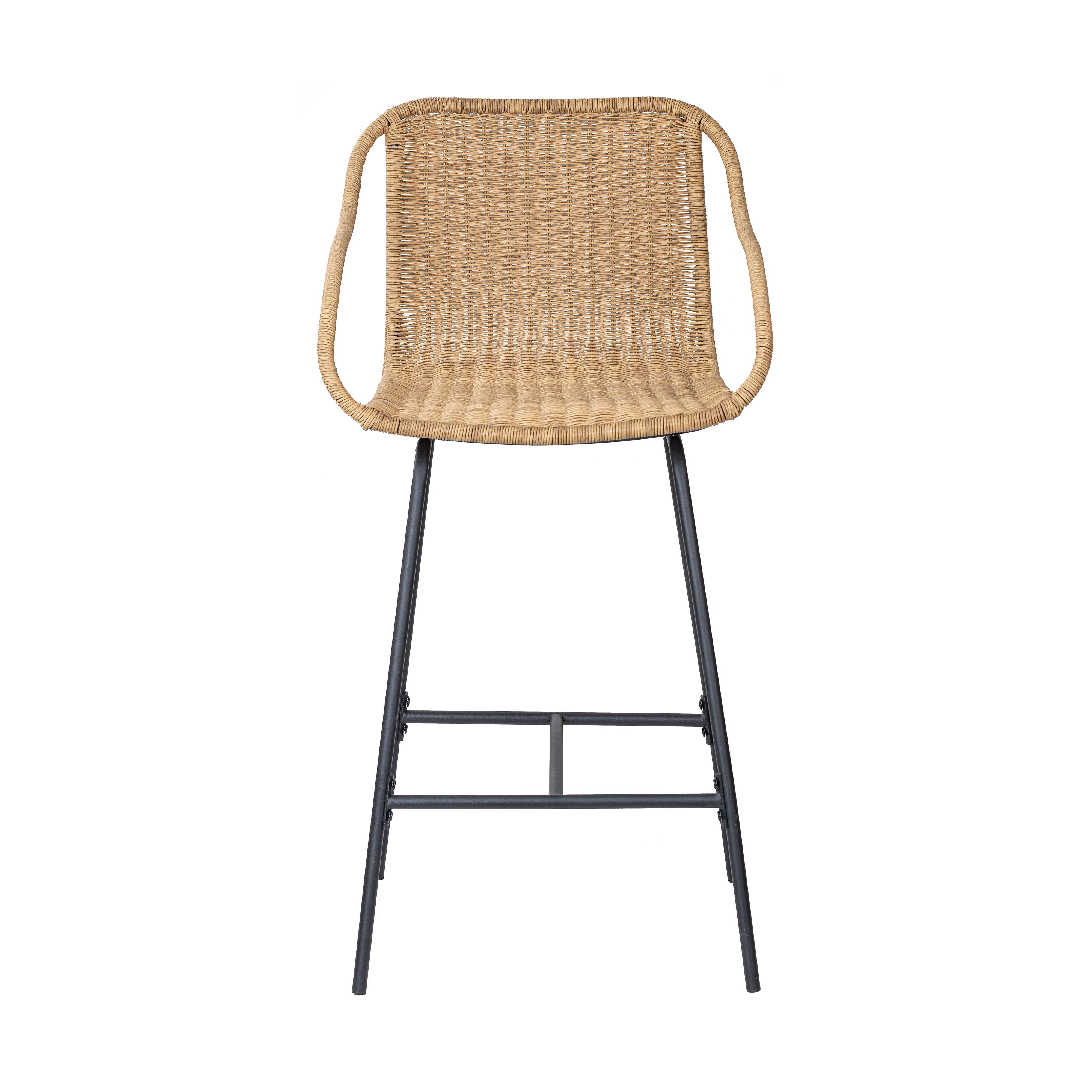 Lot de 2 tabourets d'îlot en rotin et pieds métal 65 cm MOOREA