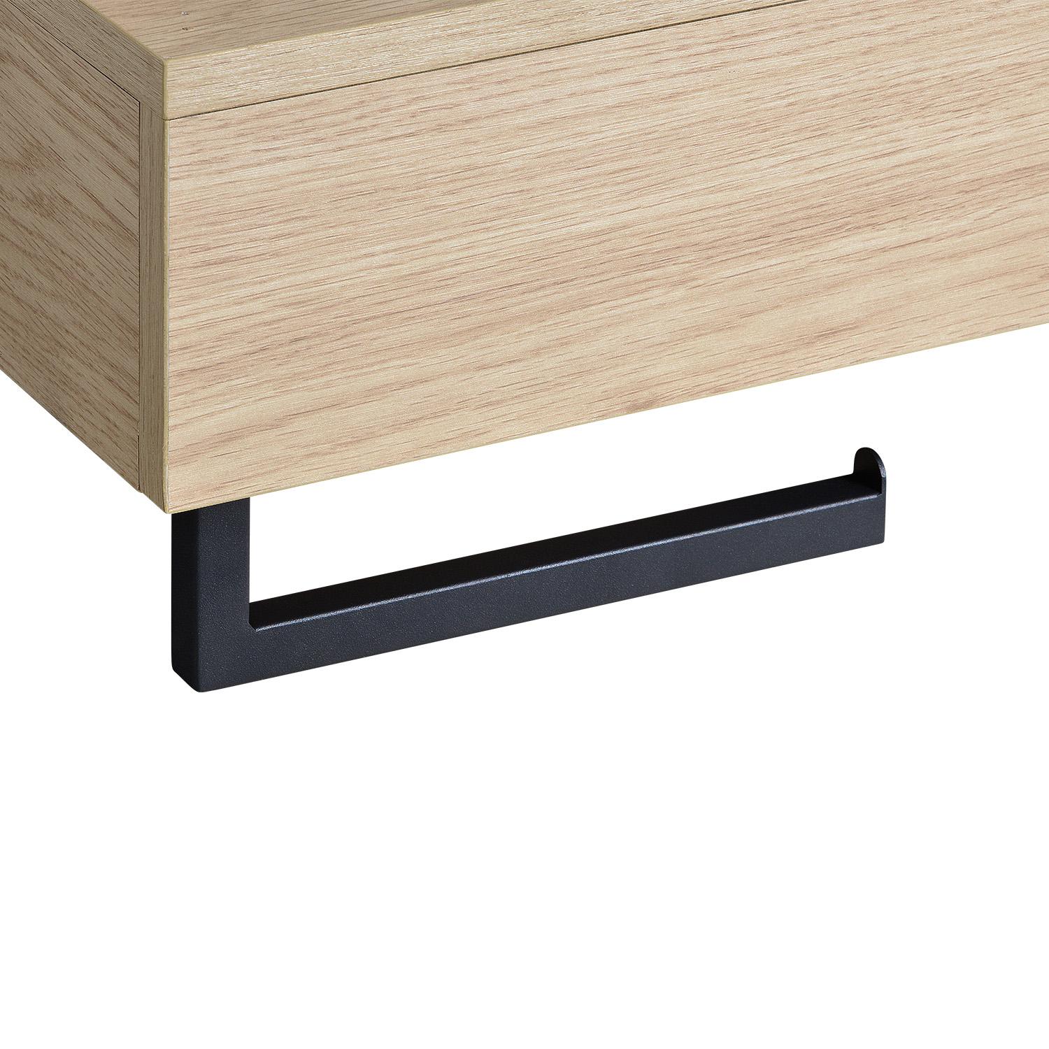 Meuble lave-mains plan épais porte-serviettes dessous + vasque noire