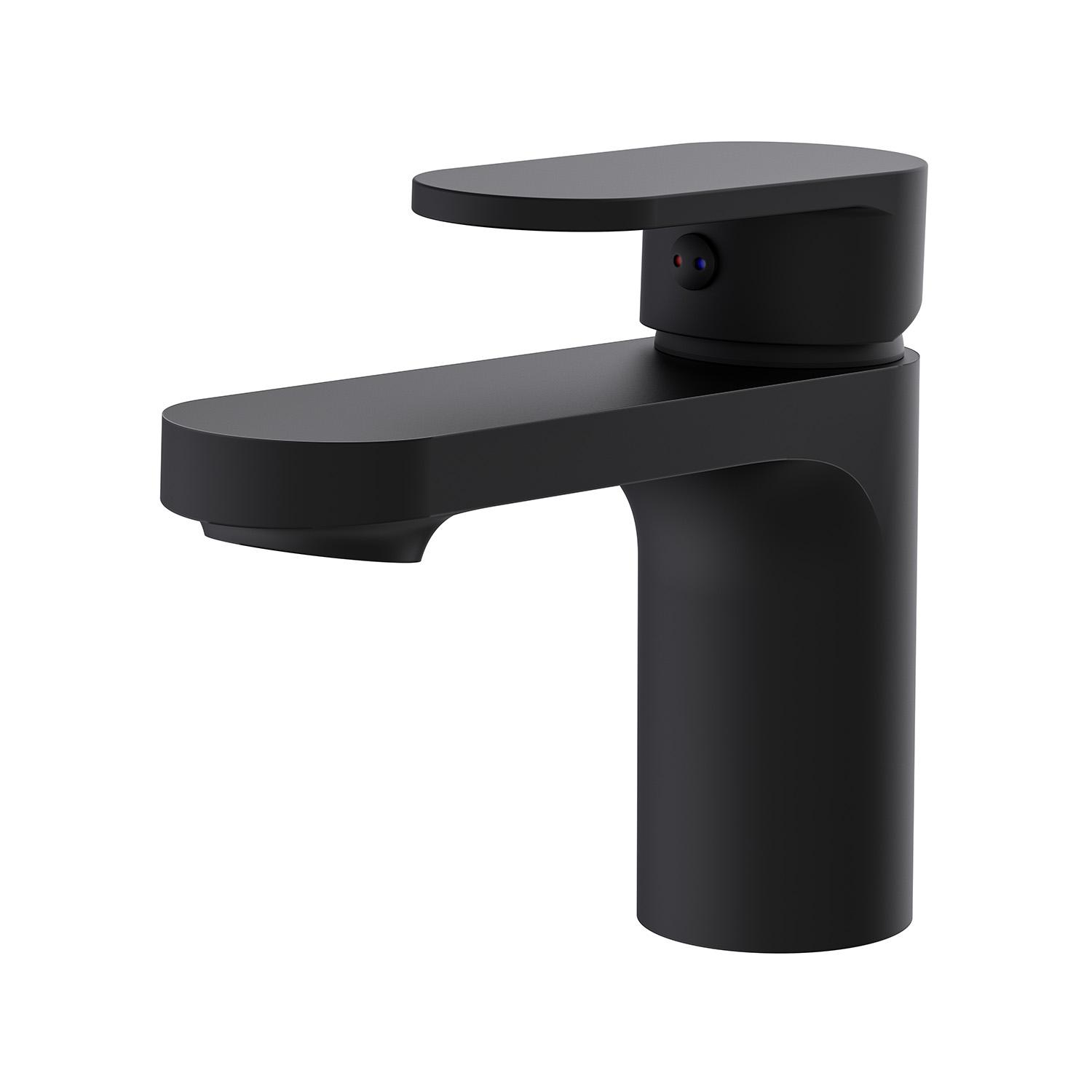 Robinet de salle de bain mitigeur bec bas noir H15cm