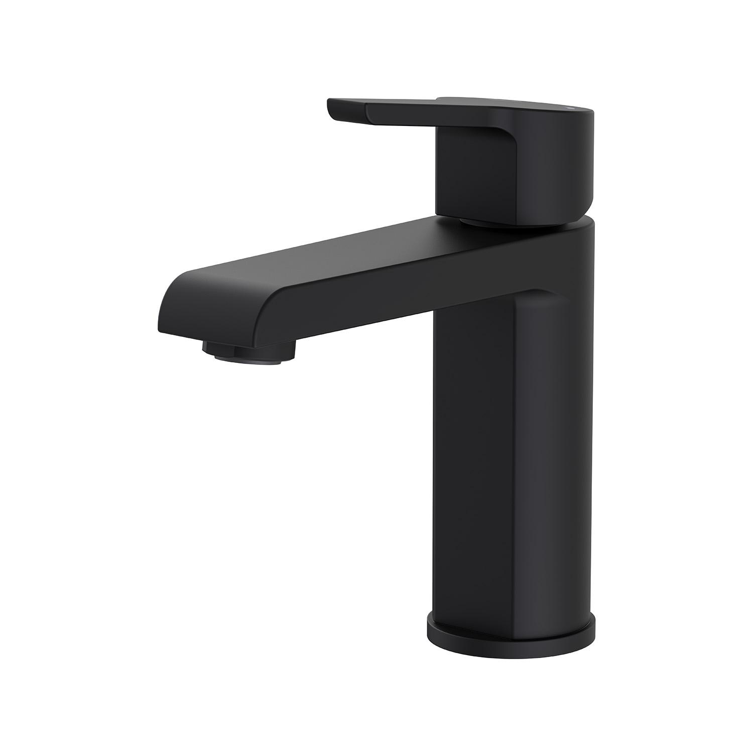 Robinet de salle de bain mitigeur bec bas noir H16cm