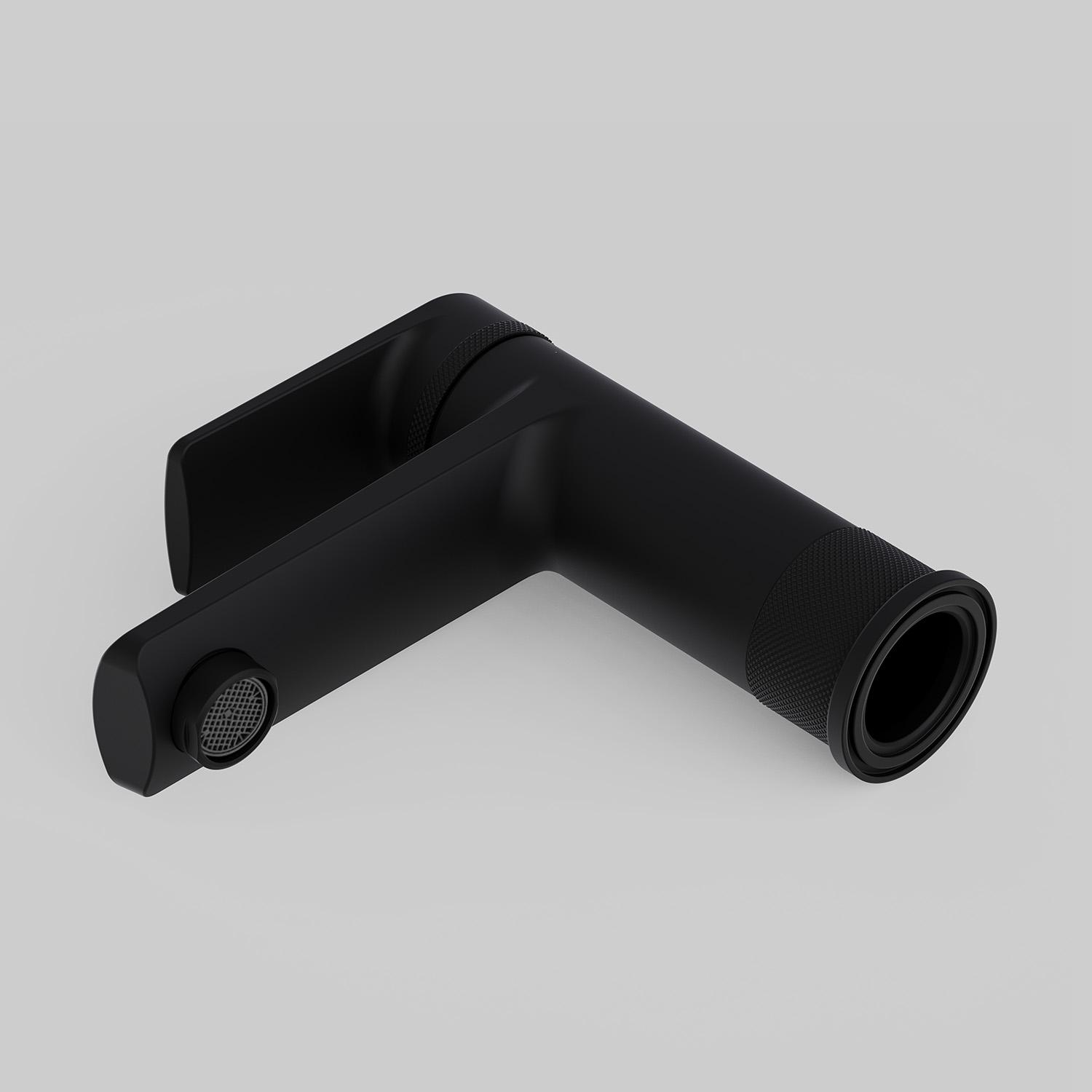 Robinet de salle de bain mitigeur bec bas noir H15,3cm