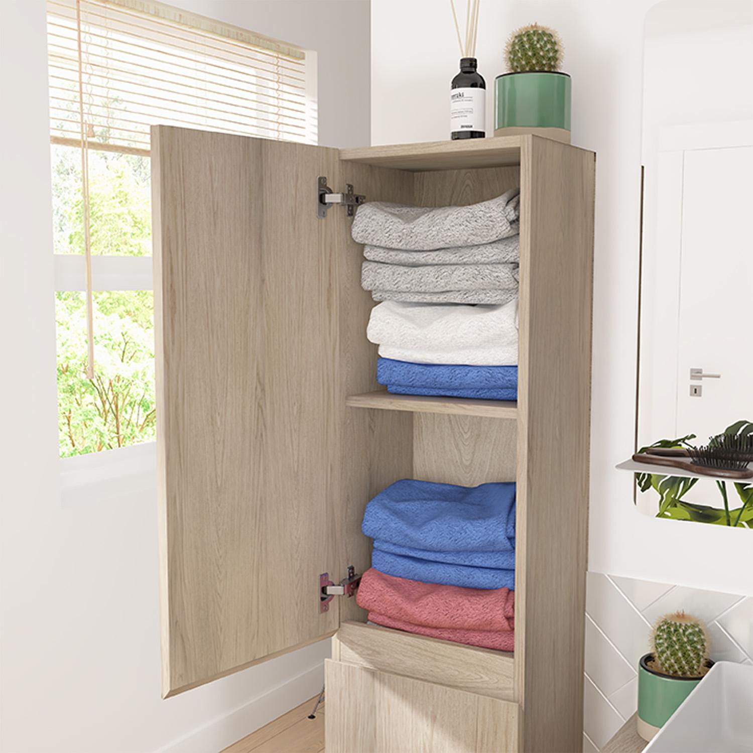 Meuble double vasque décor chêne 120 cm + 2 vasques + 2 miroirs + 2 robinets + colonne