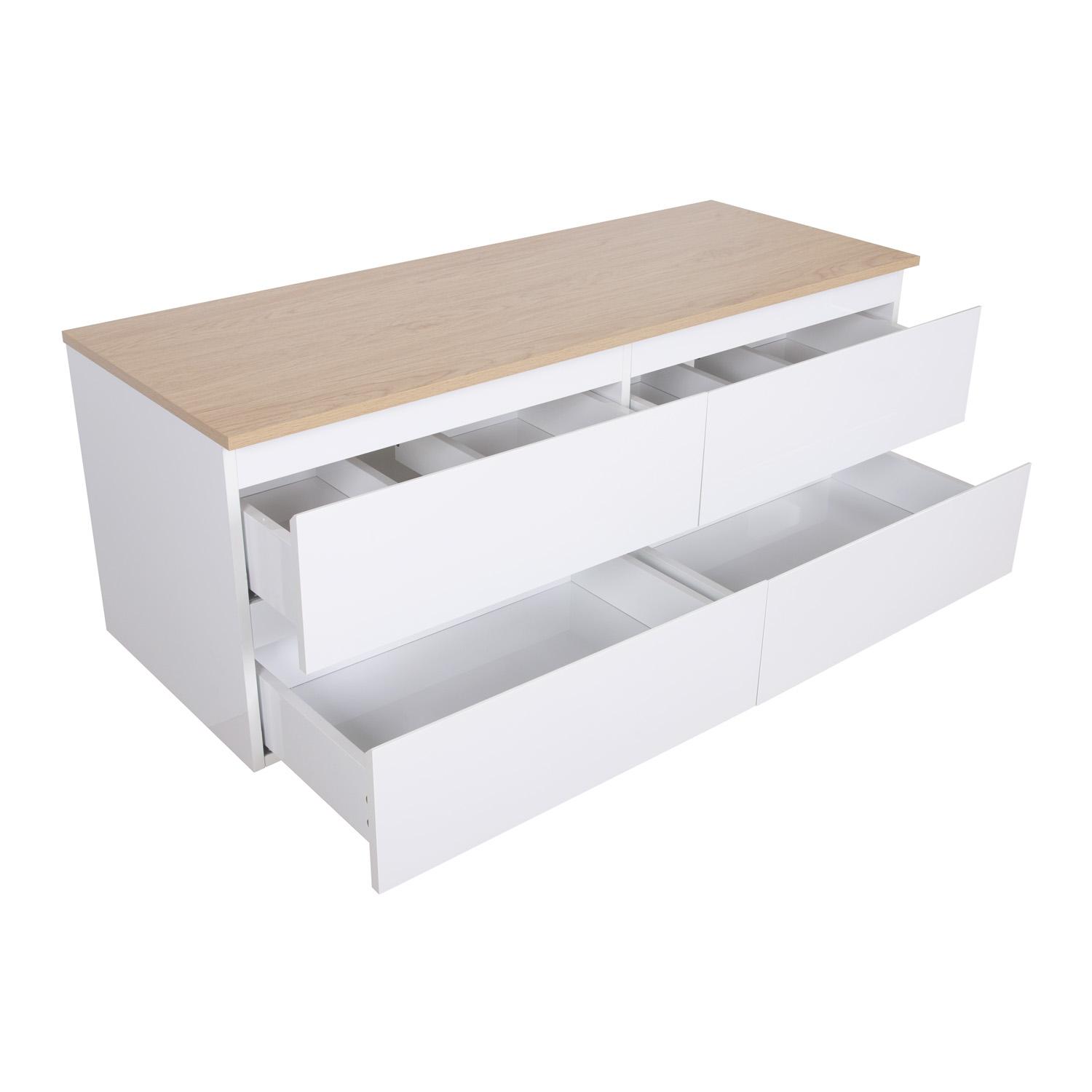 Ensemble meuble double vasque blanc 120 cm + 2 vasques + 2 miroirs + 2 robinets