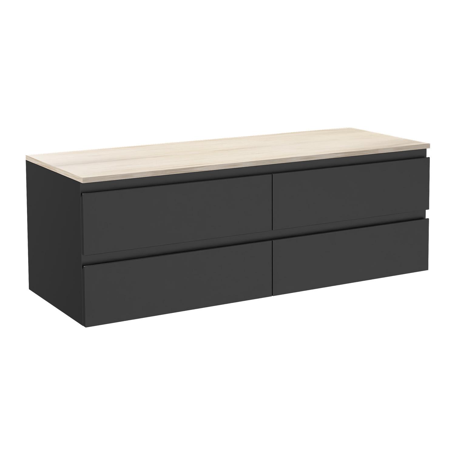 Meuble double vasque noir carbone 120 cm