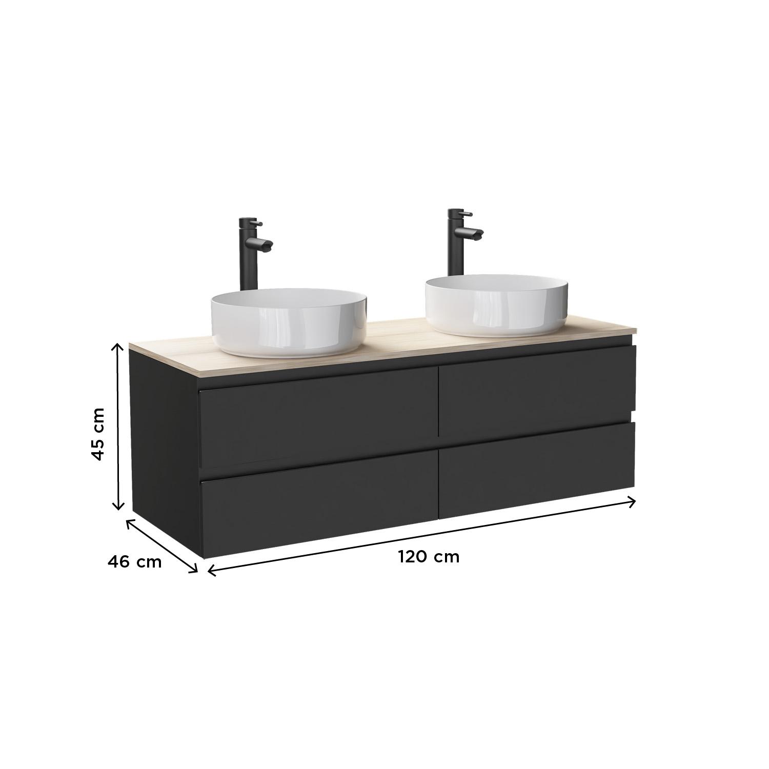 Meuble double vasque noir carbone 120 cm