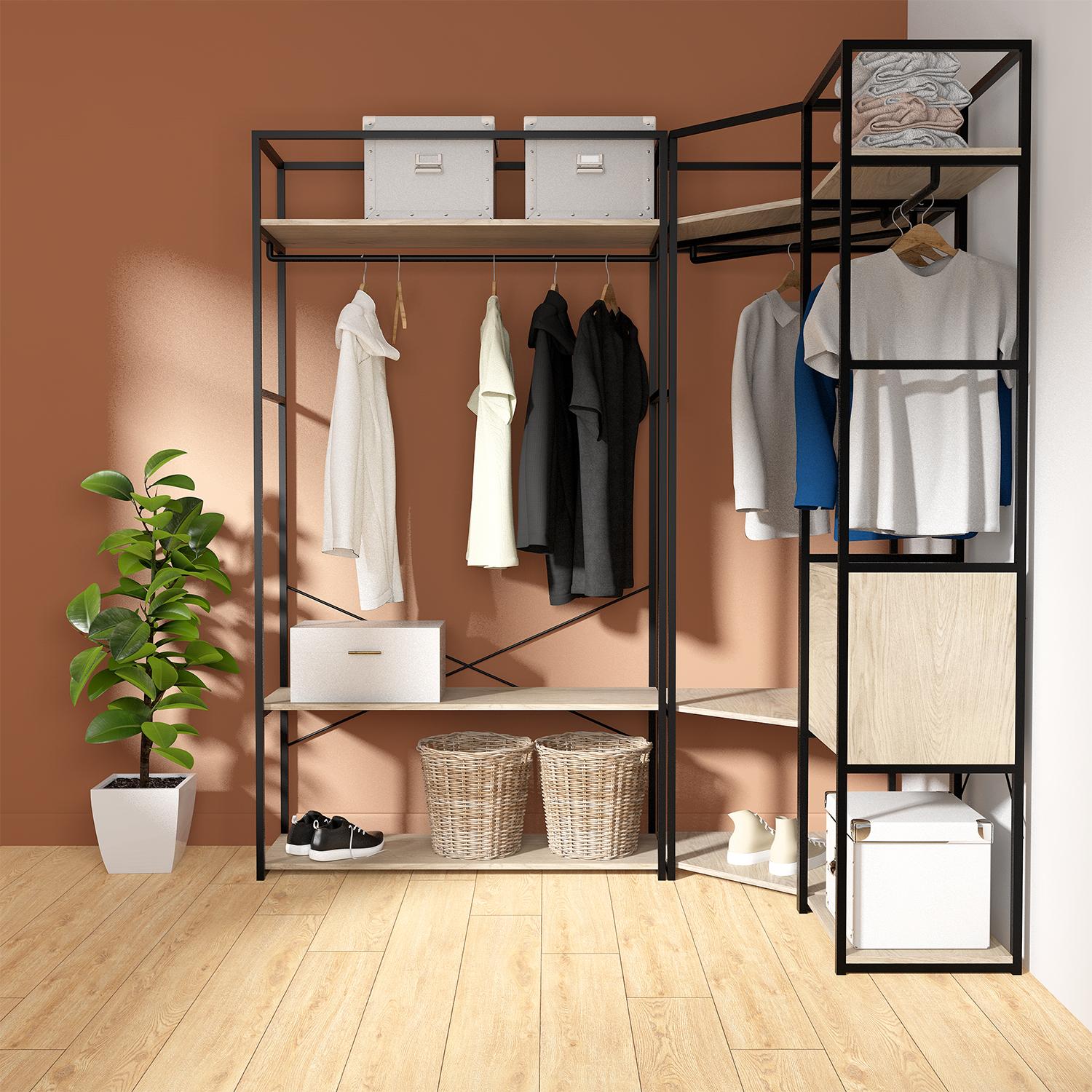 Portants vêtements bois et  métal avec module fermé - Lot de 3 - JUNE