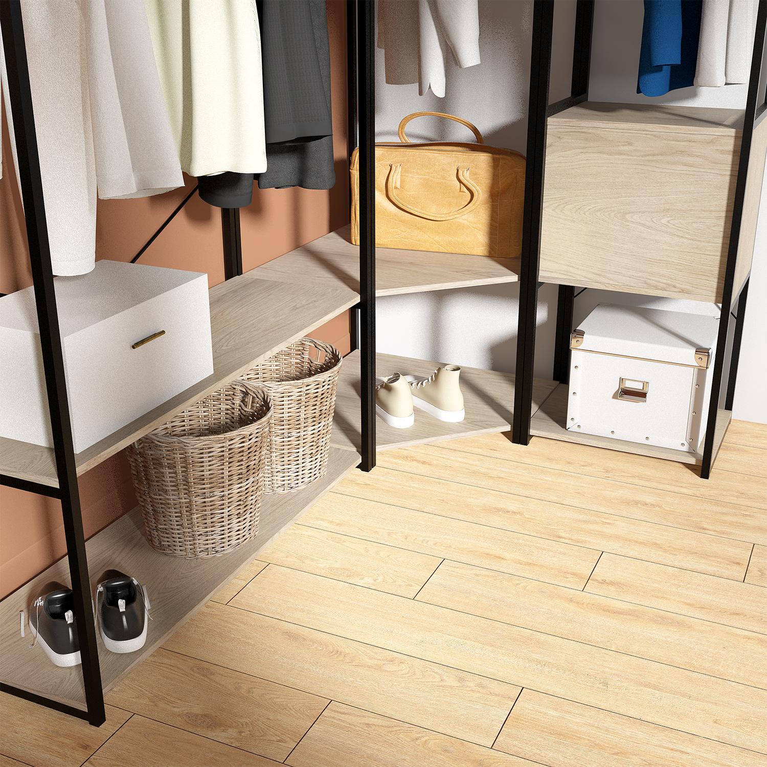 Portants vêtements bois et  métal avec module fermé - Lot de 3 - JUNE
