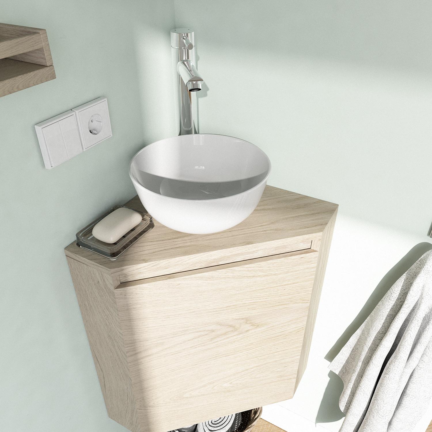 Ensemble lave-mains angle sorrento avec vasque + robinet