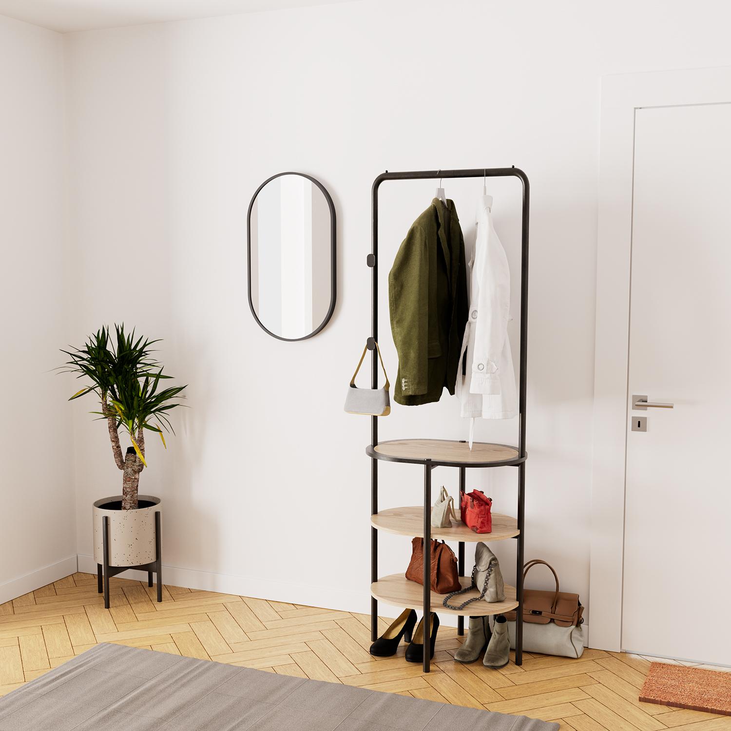 Ensemble meubles d'entrée portant rond + miroir WILKO