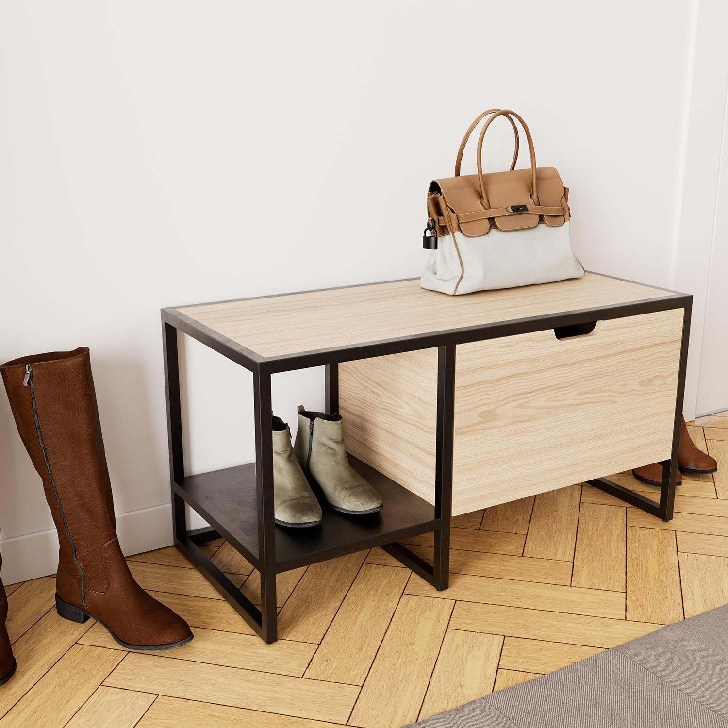 Banc d'entrée avec rangement L90 x H46 WILKO