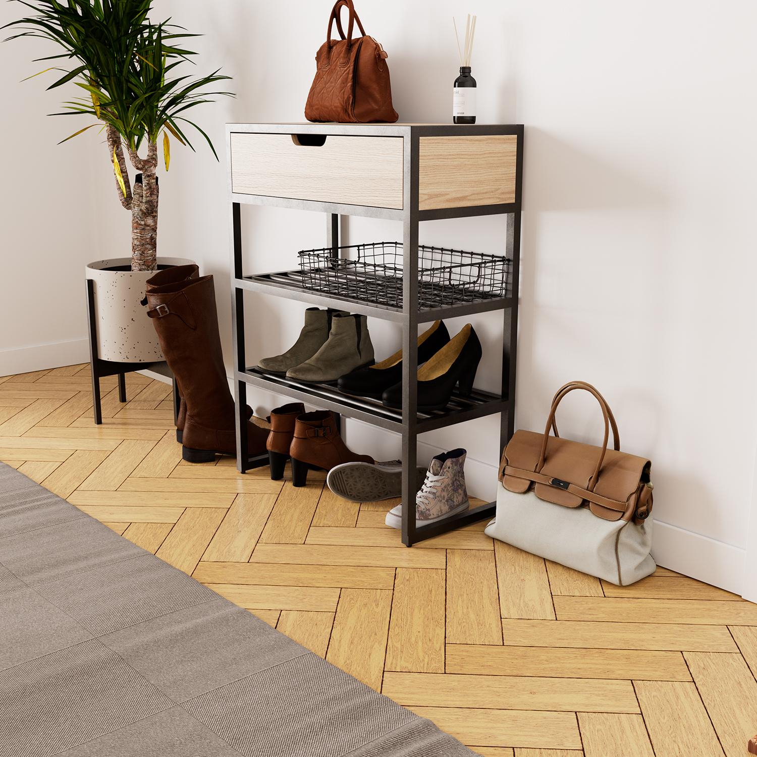 Console d'entrée métal et bois L60 x H80 WILKO
