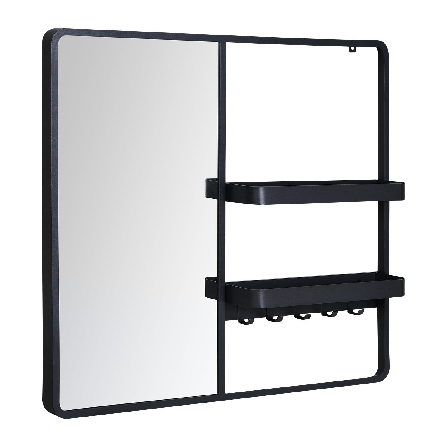 Miroir d'entrée en métal noir L90 x H80 cm WILKO