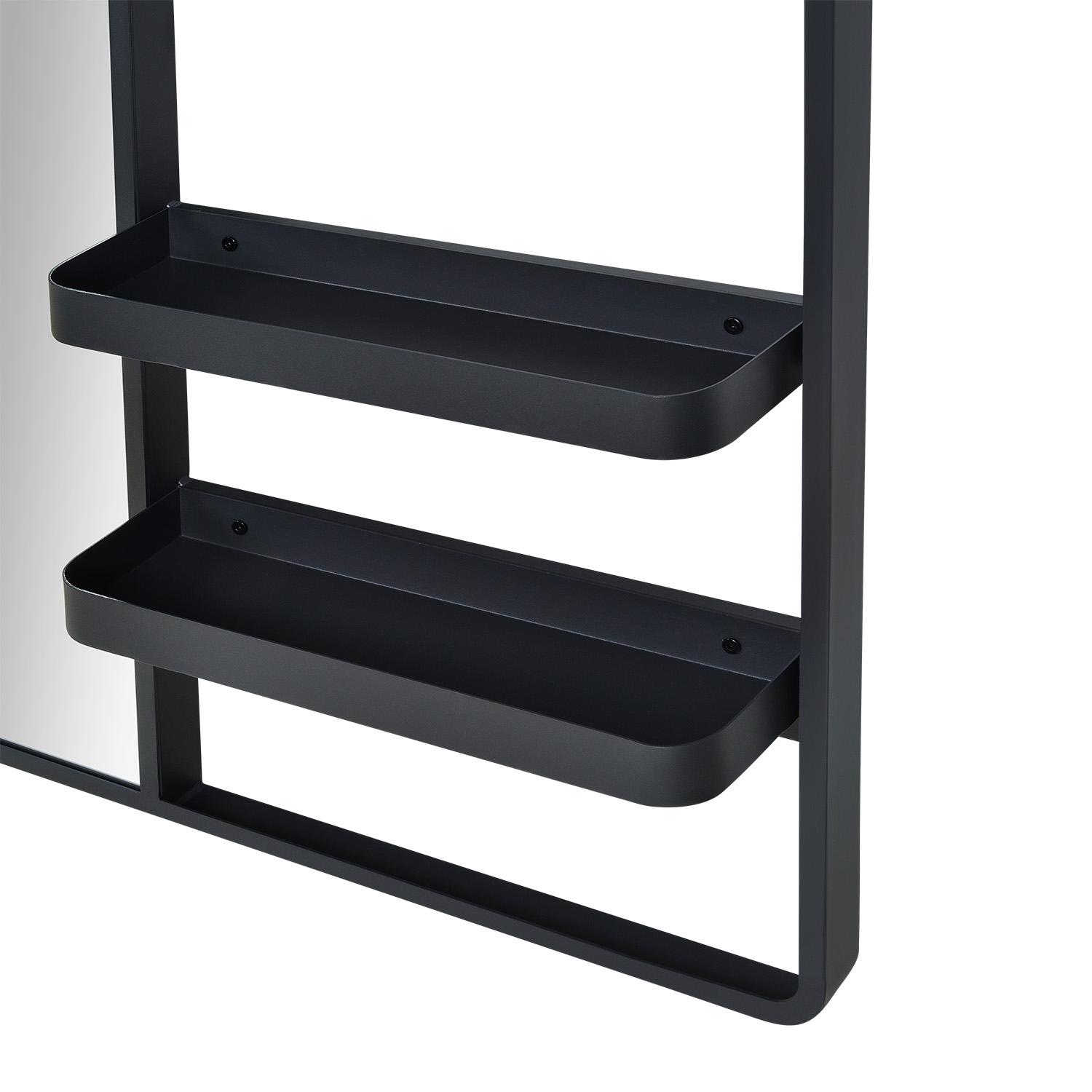 Miroir d'entrée en métal noir L90 x H80 cm WILKO