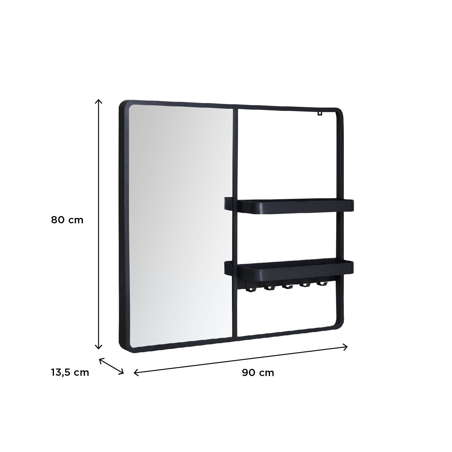Miroir d'entrée en métal noir L90 x H80 cm WILKO