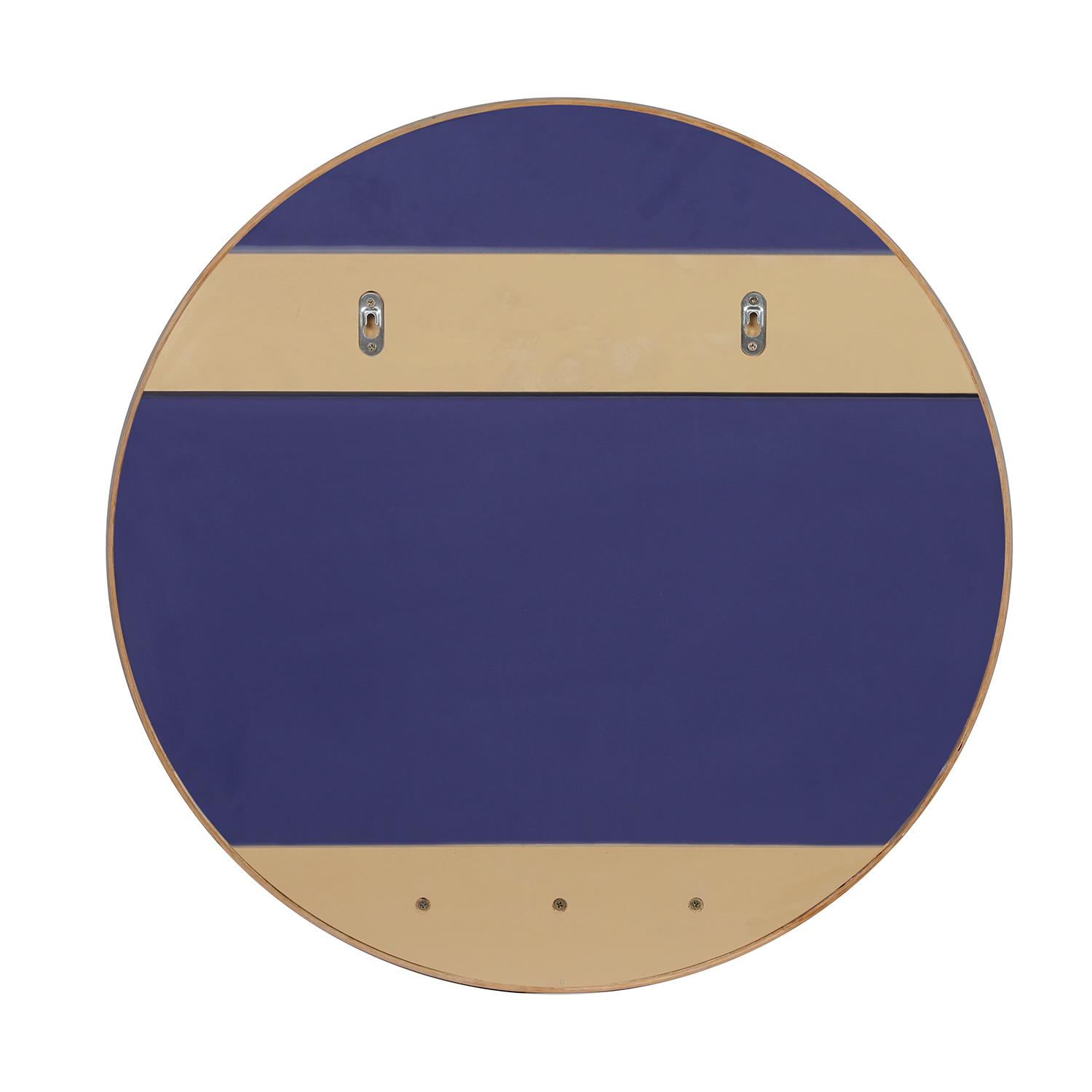 Miroir rond chêne et cannage 60 cm