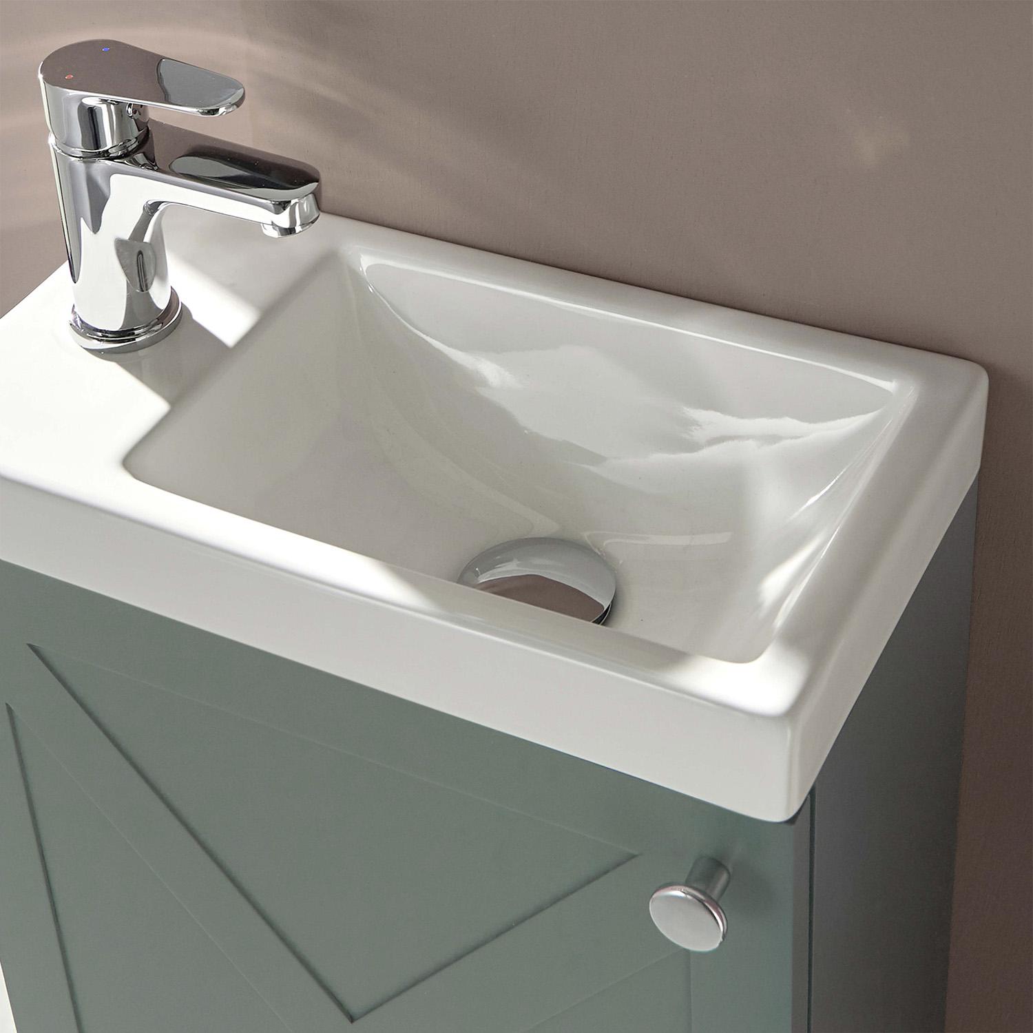Ensemble meuble lave-mains vert de gris AVA avec miroir