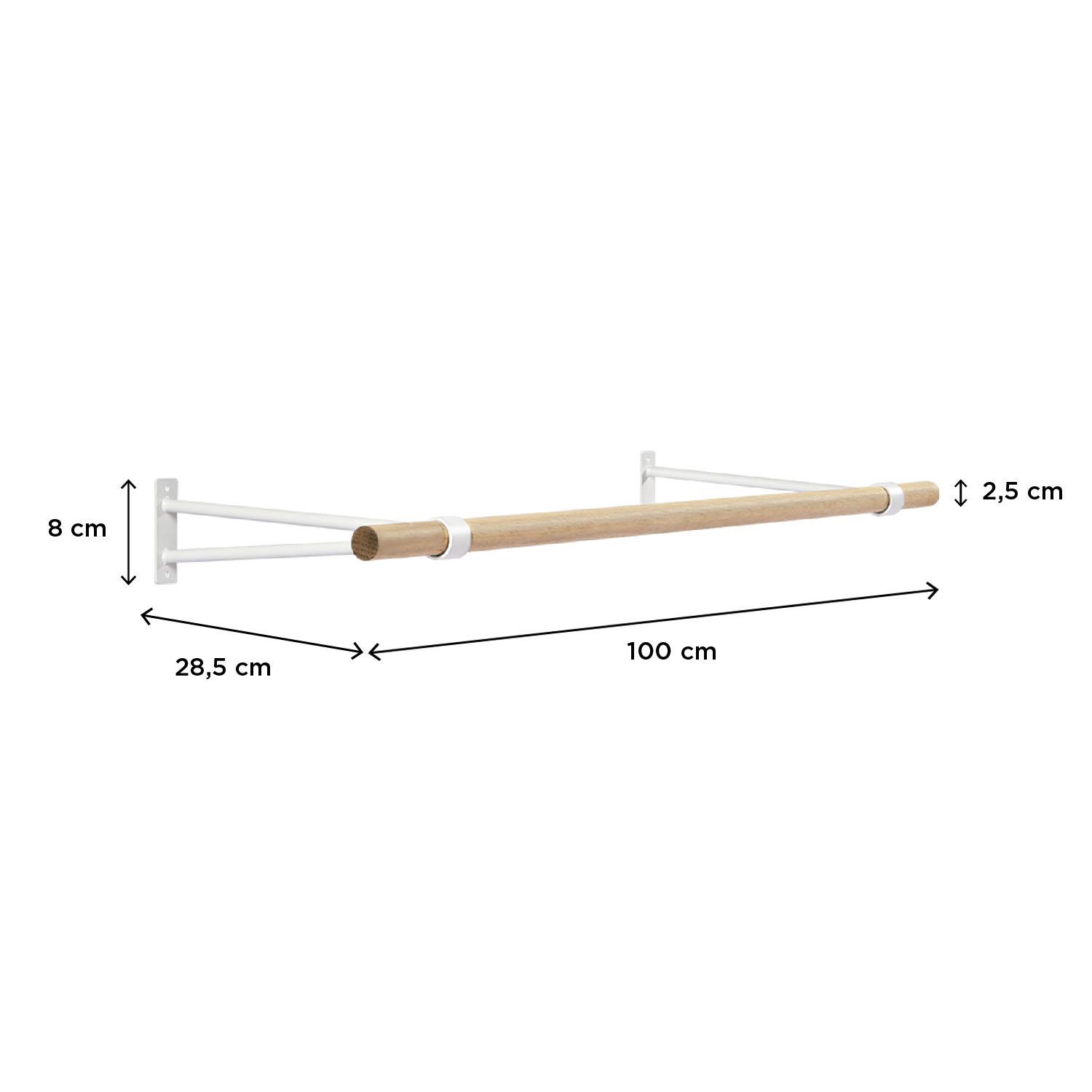 Penderie murale bois et métal blanc L100 cm