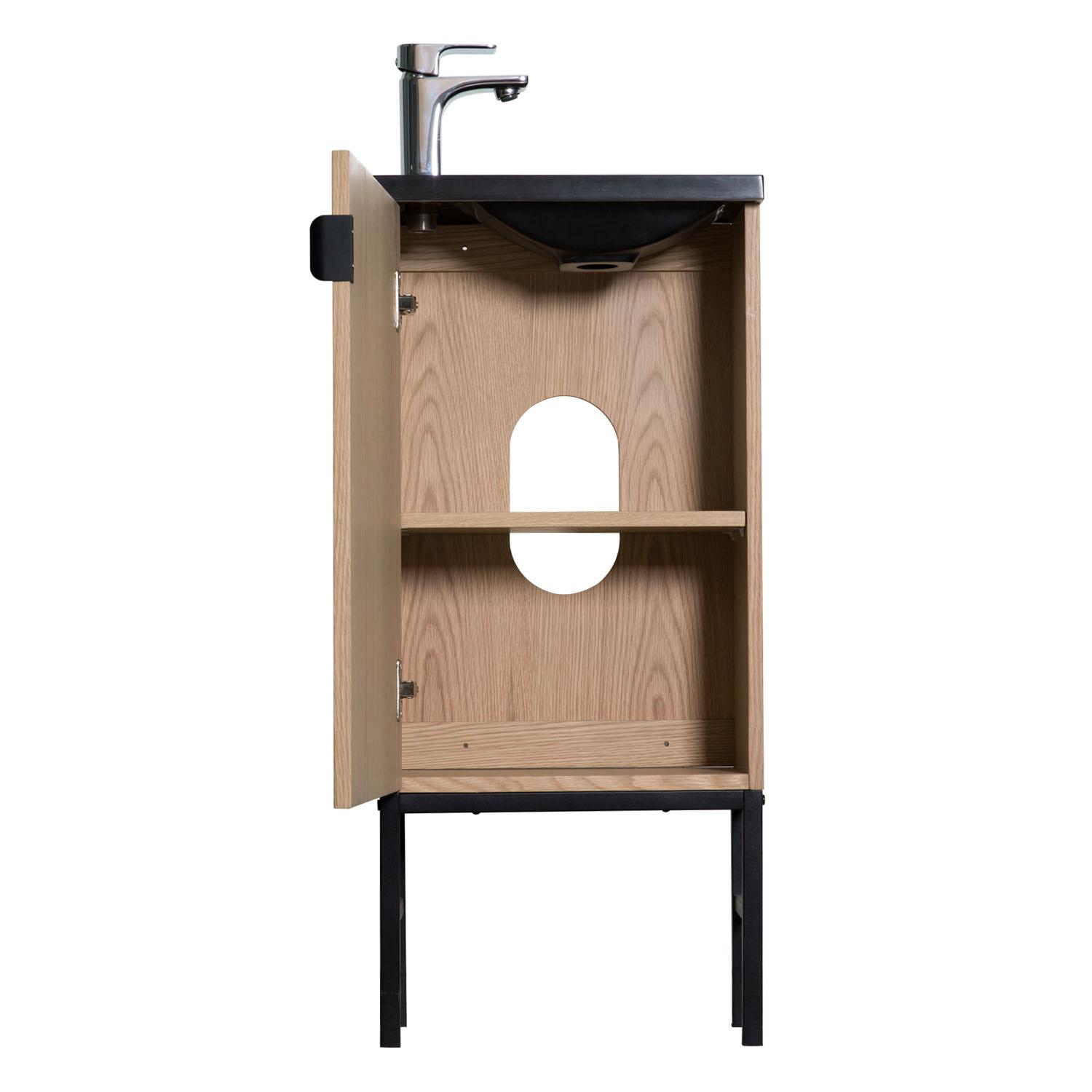 Ensemble meuble lave-mains sur pieds chêne + robinet