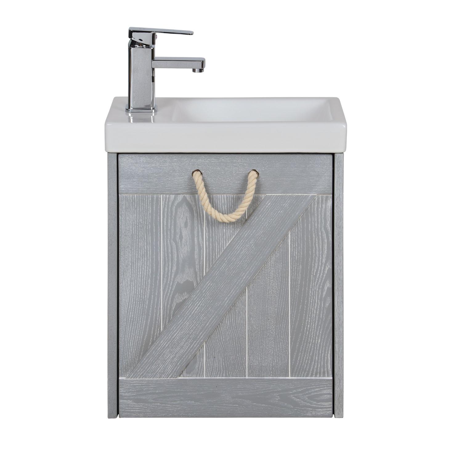 Meuble lave-mains gris bord de mer + robinet