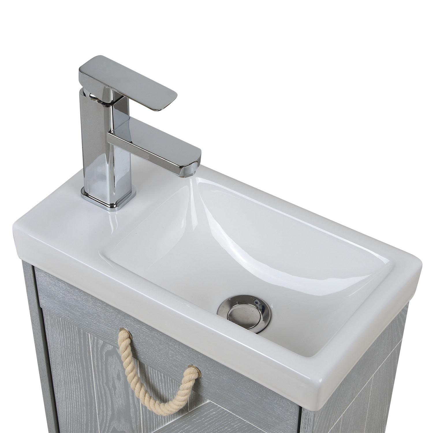 Meuble lave-mains gris bord de mer