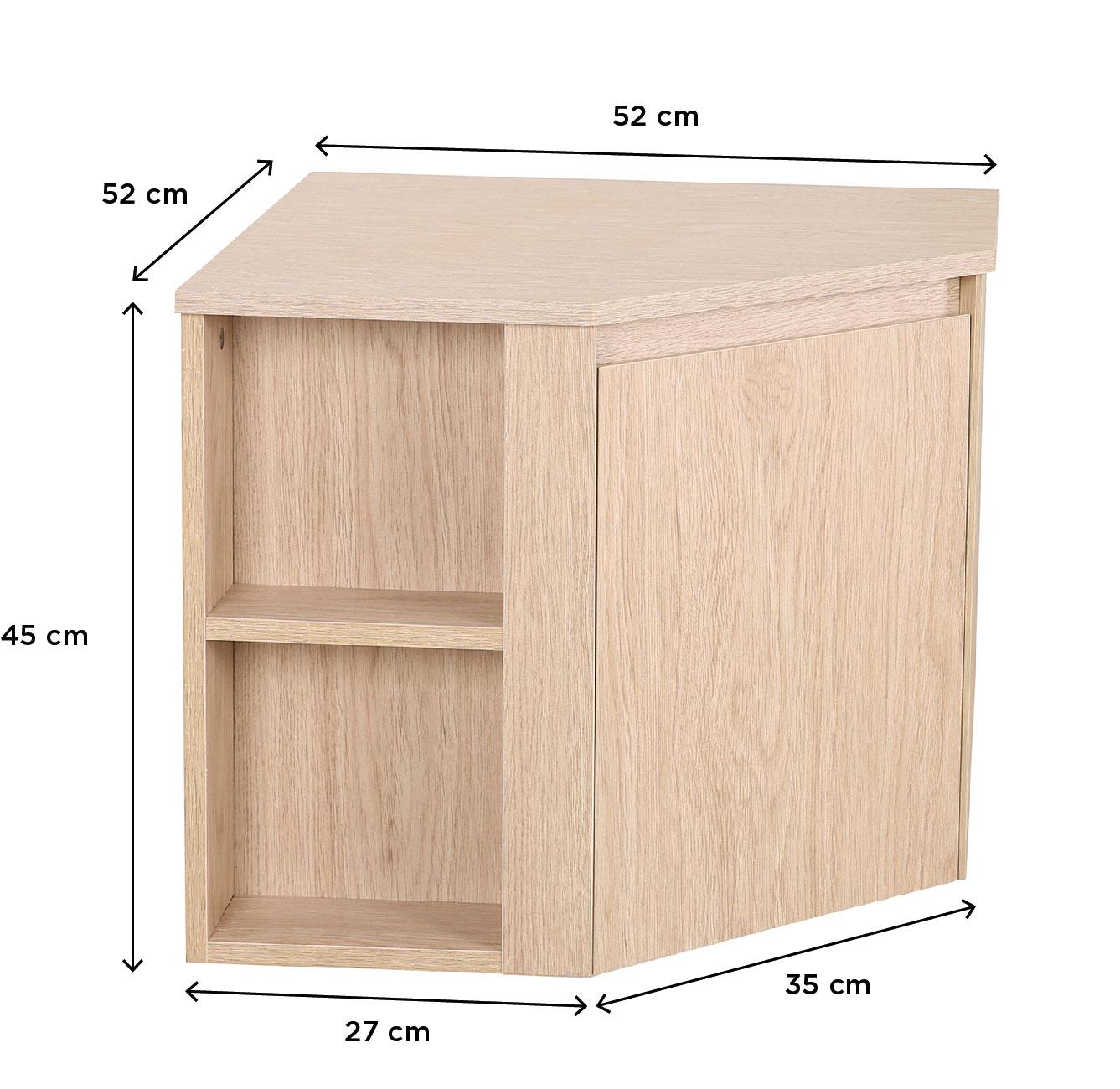 Meuble simple vasque décor chêne  d'angle