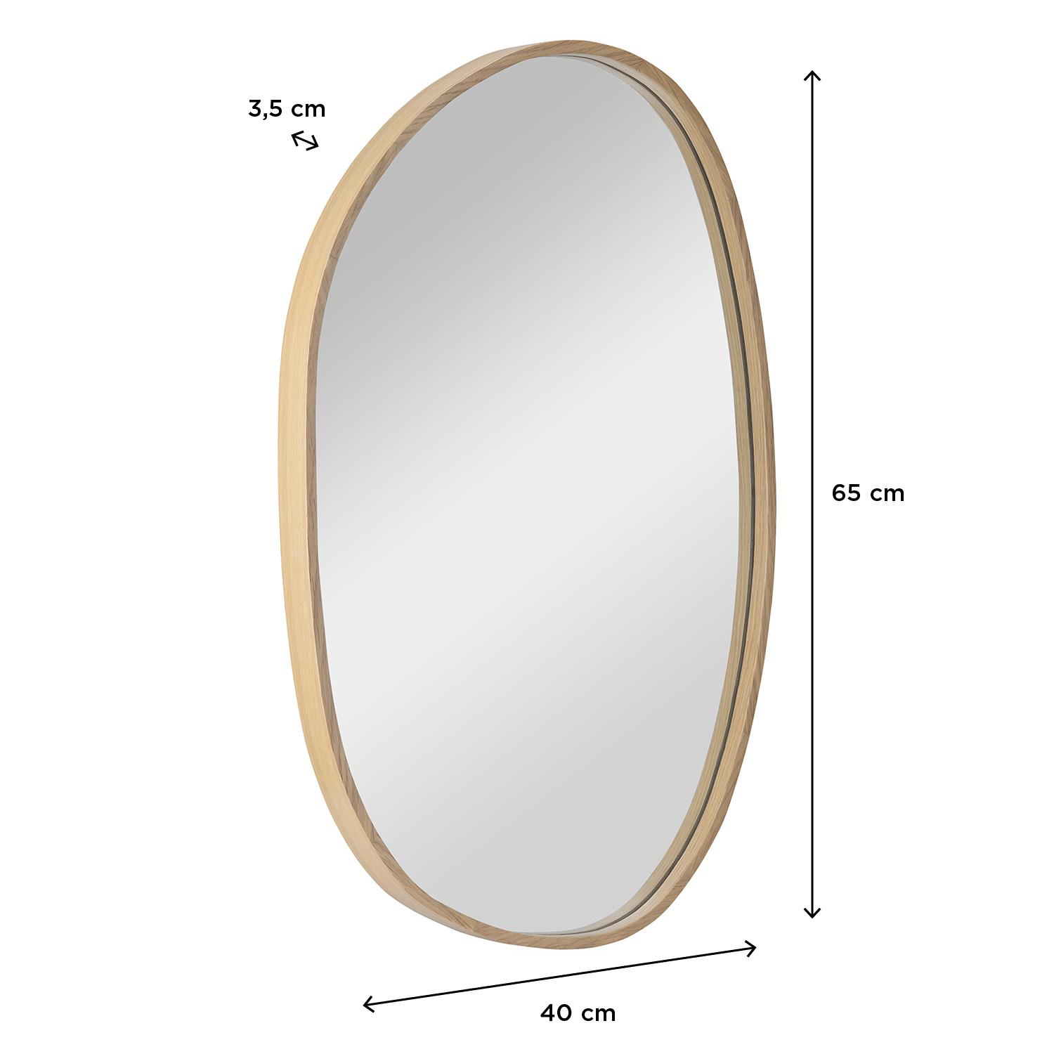Miroir galet chêne 40x65