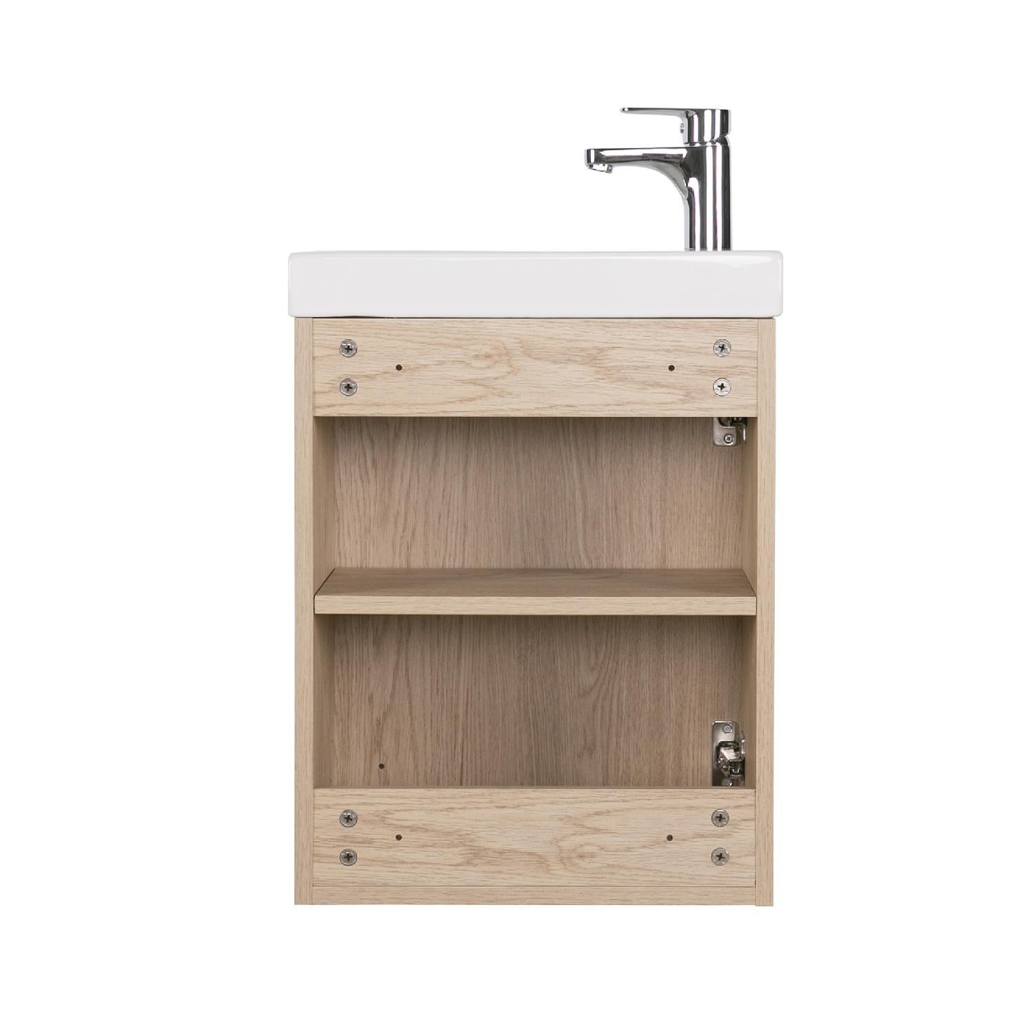 Ensemble meuble lave-mains décor chêne FRAME + robinet