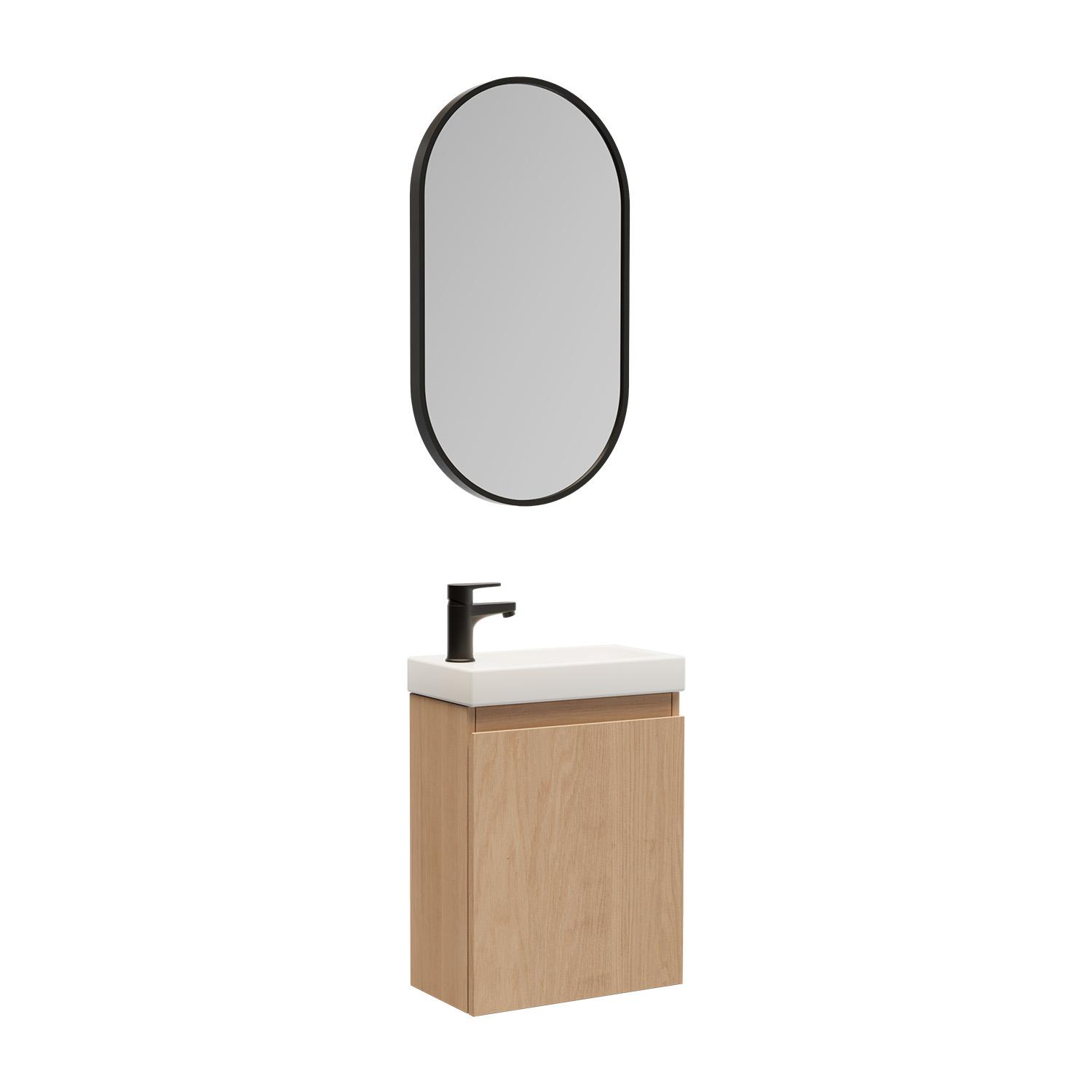 Ensemble meuble lave-mains + Miroir ovale