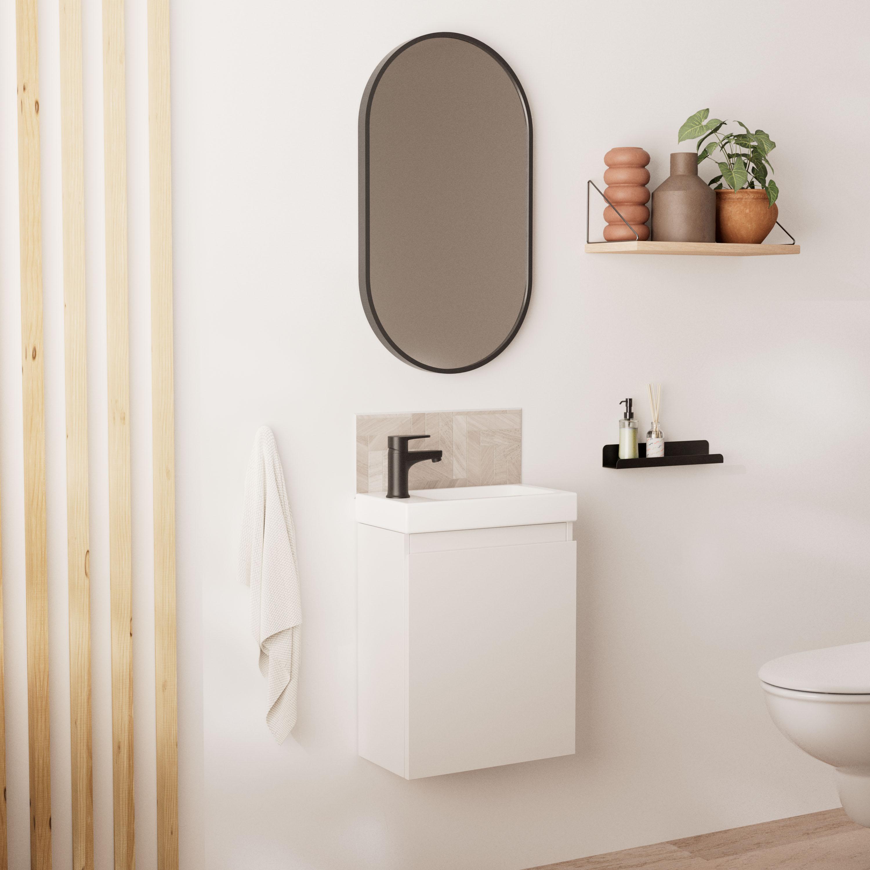 Ensemble meuble lave-mains + Miroir ovale