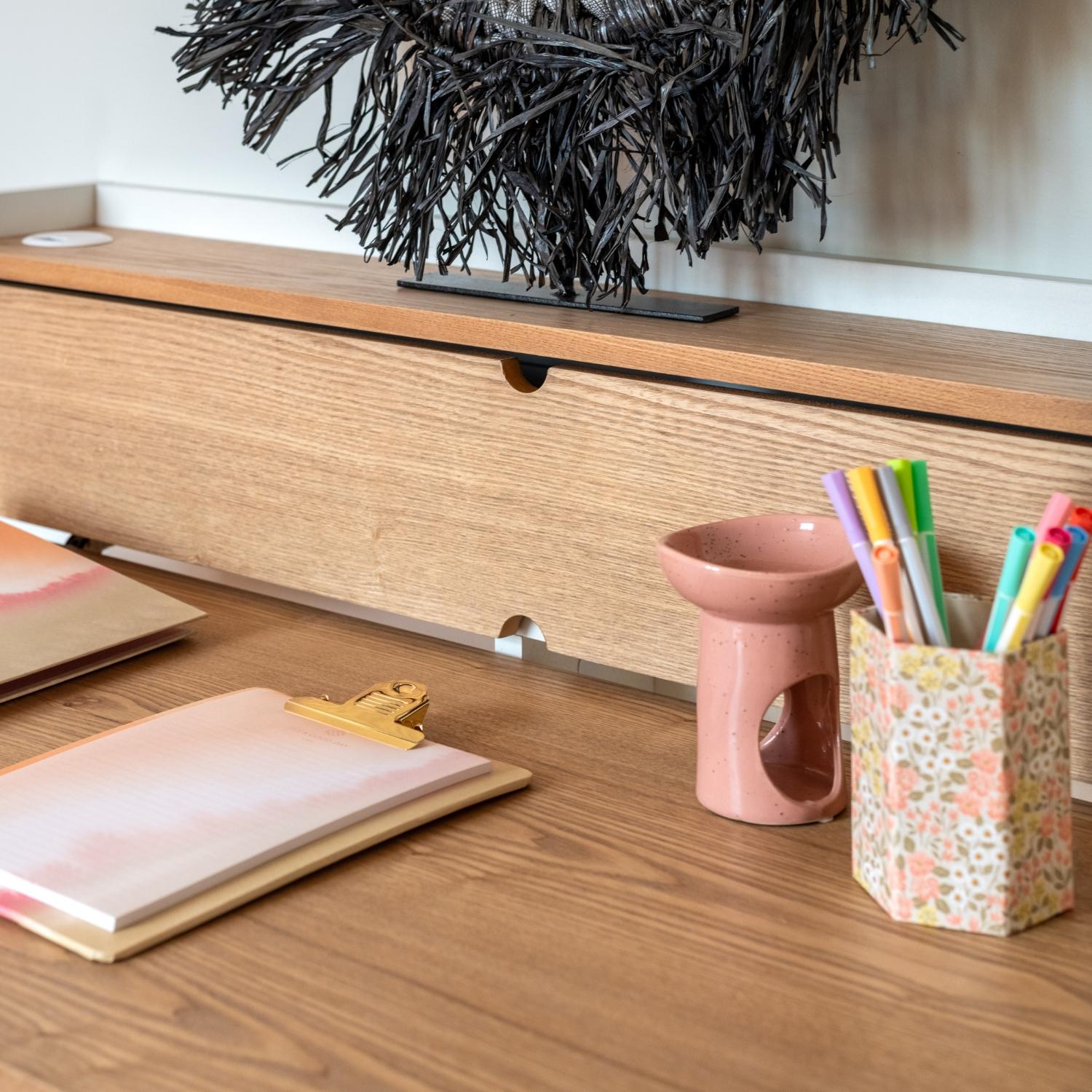 Bureau mural rabattable frêne 100 cm U-LINE
