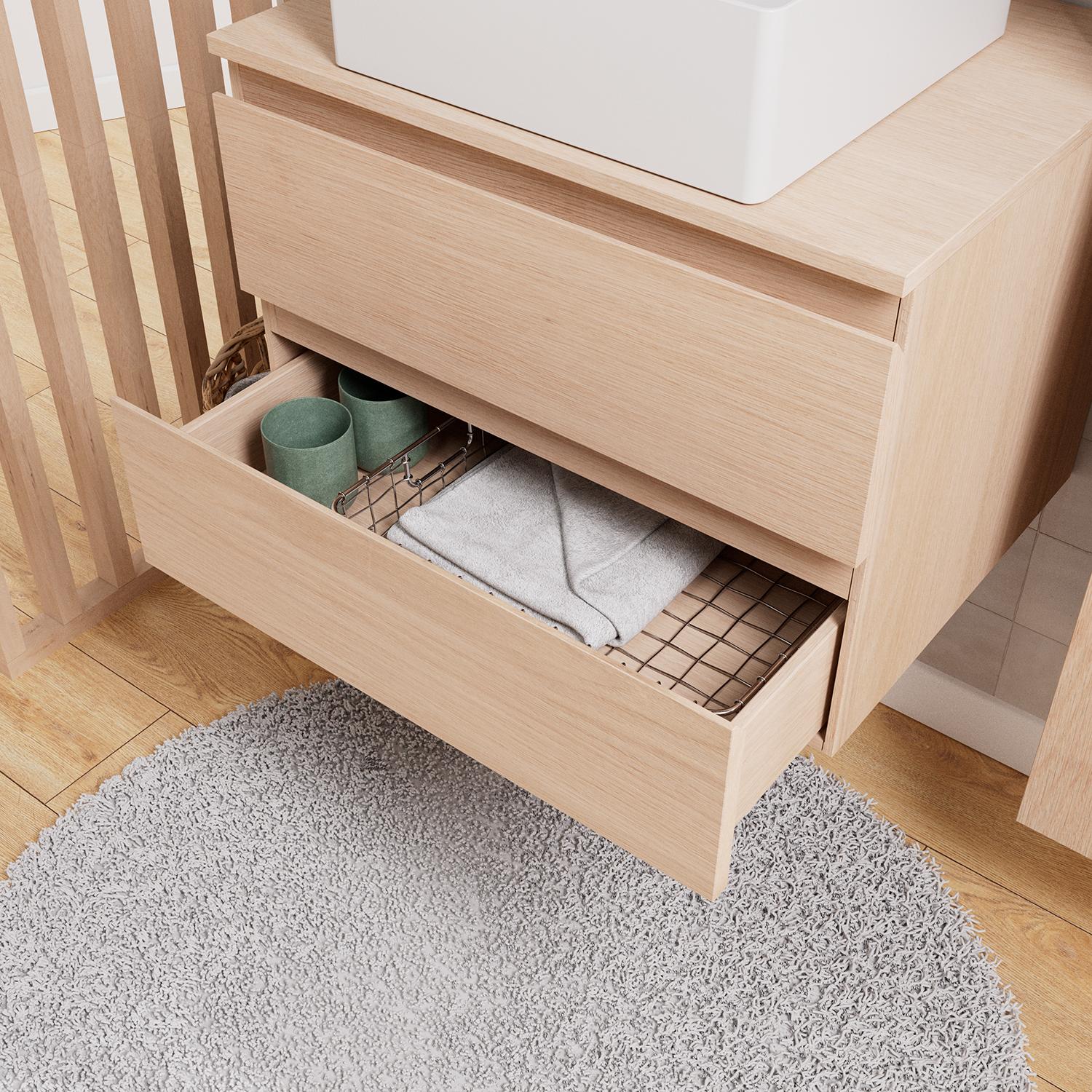 Ensemble meuble simple vasque 60 cm + vasque COMA + robinet TAP + miroir EMA + colonne SORRENTO