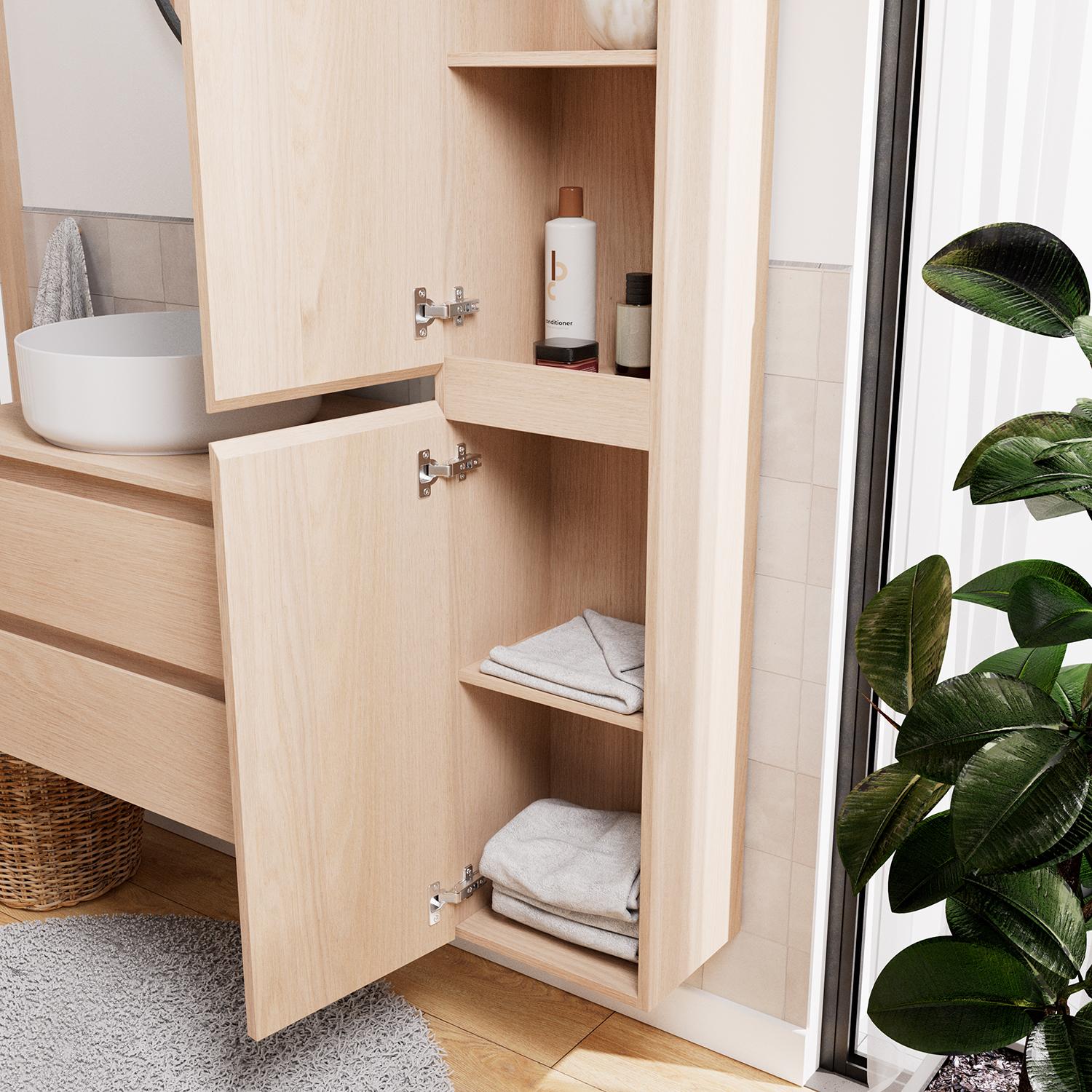 Ensemble meuble simple vasque 60 cm + vasque DIEGO + robinet ROB + miroir EMA + colonne SORRENTO