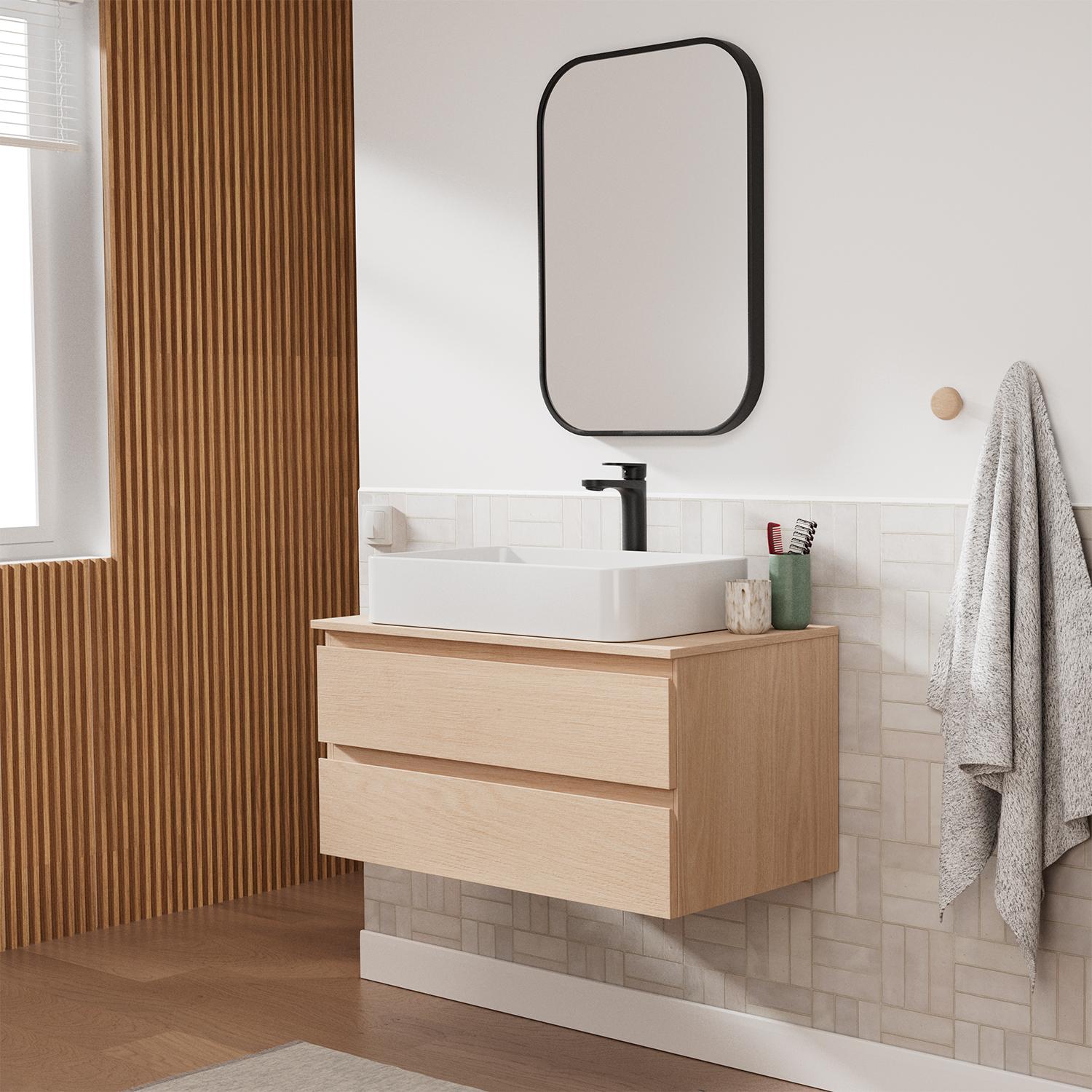 Ensemble meuble simple vasque 80 cm + vasque SADDY