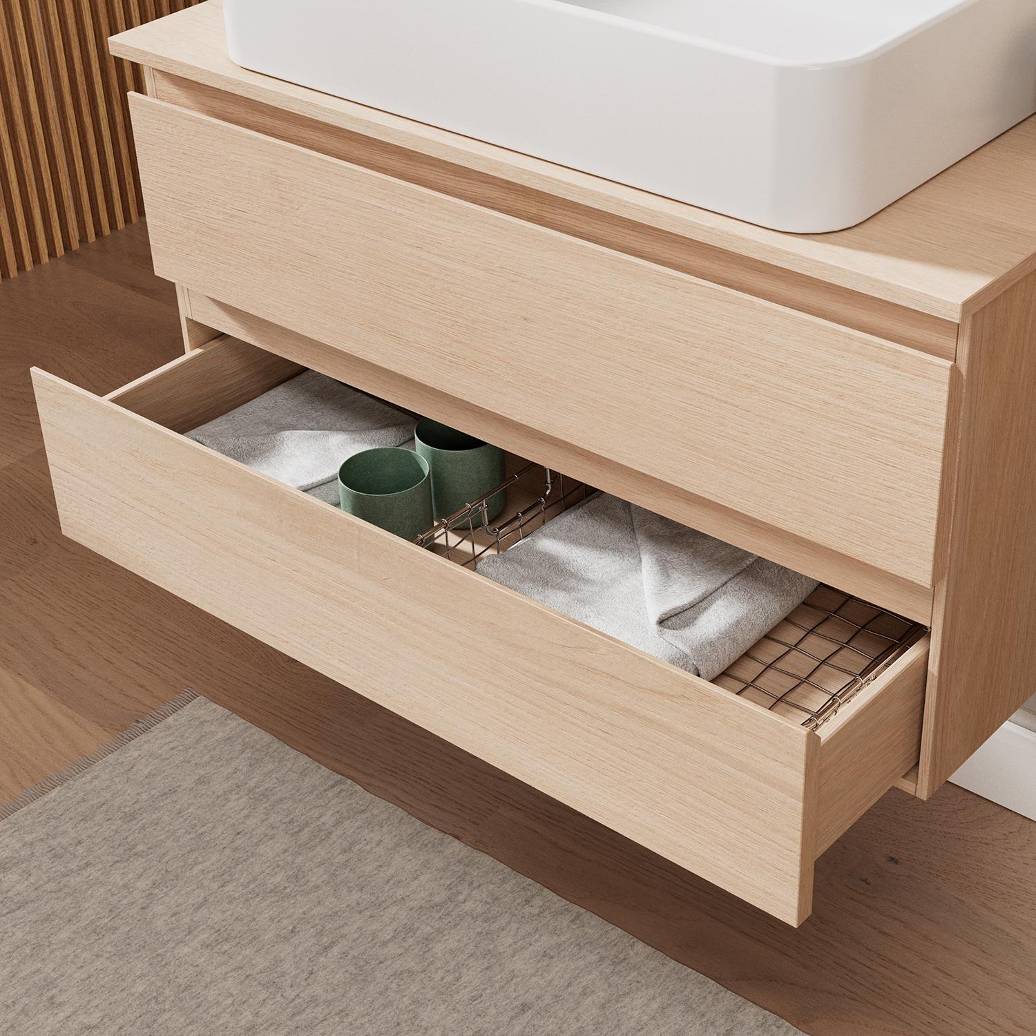 Ensemble meuble simple vasque 80 cm + vasque SADDY + robinet ROB