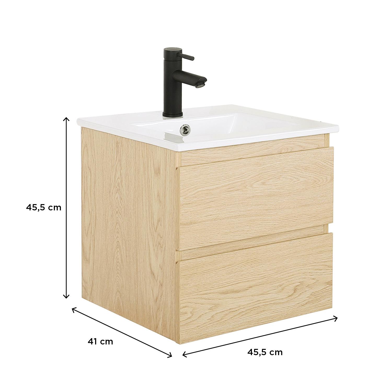 Meuble simple vasque 45 cm + vasque intégrée