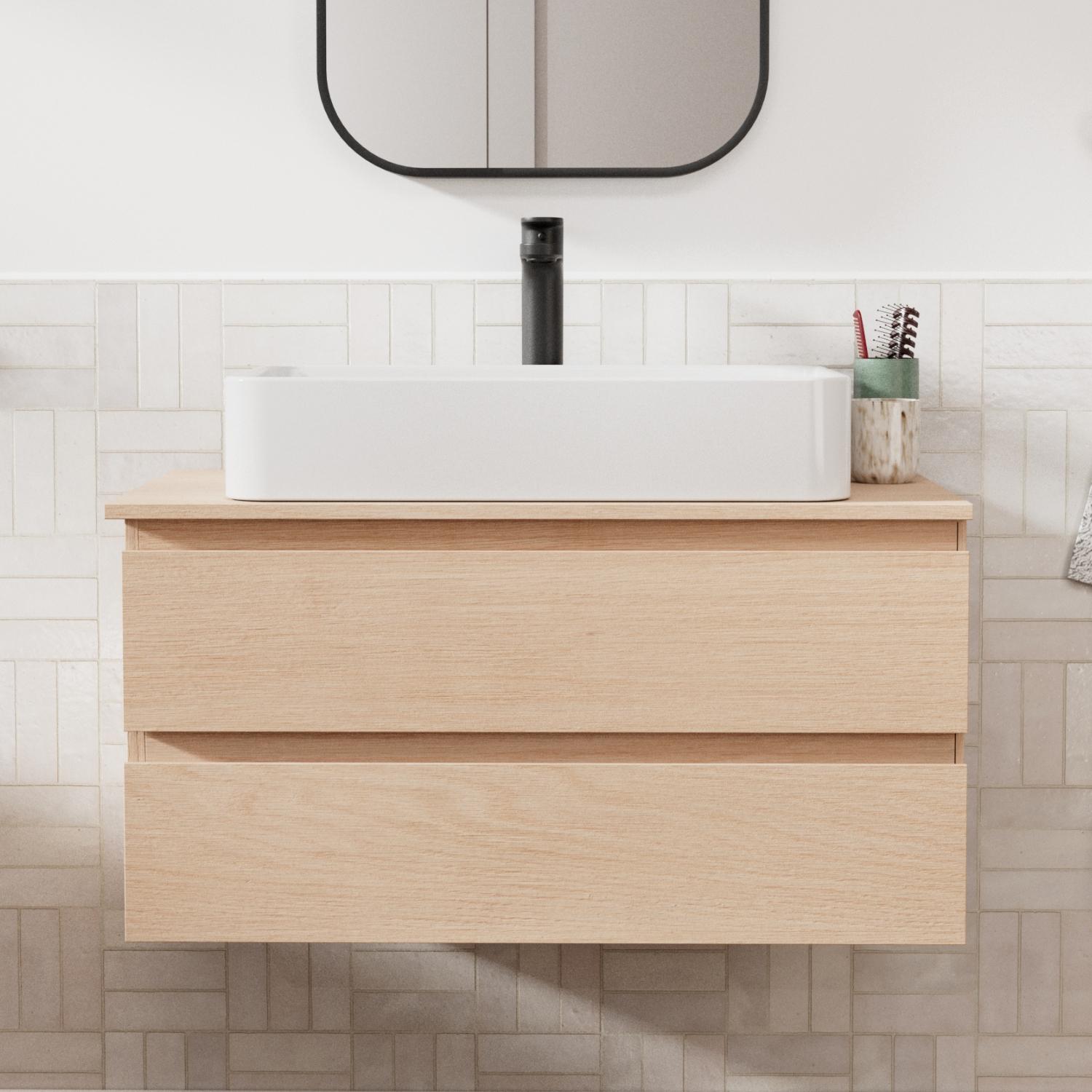 Ensemble meuble simple vasque 80 cm + vasque SADDY