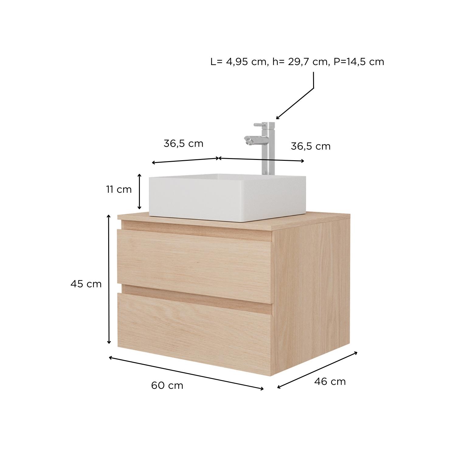 Ensemble meuble simple vasque 60 cm + vasque COMA + robinet TAP