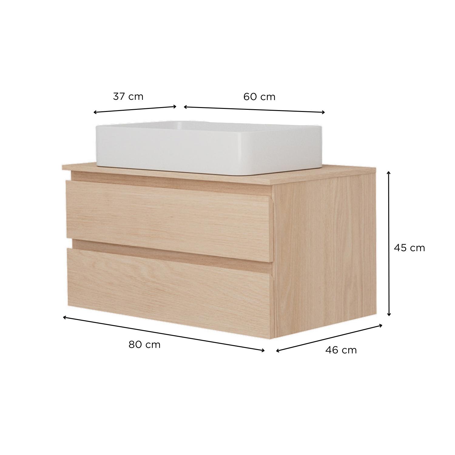 Ensemble meuble simple vasque 80 cm + vasque SADDY